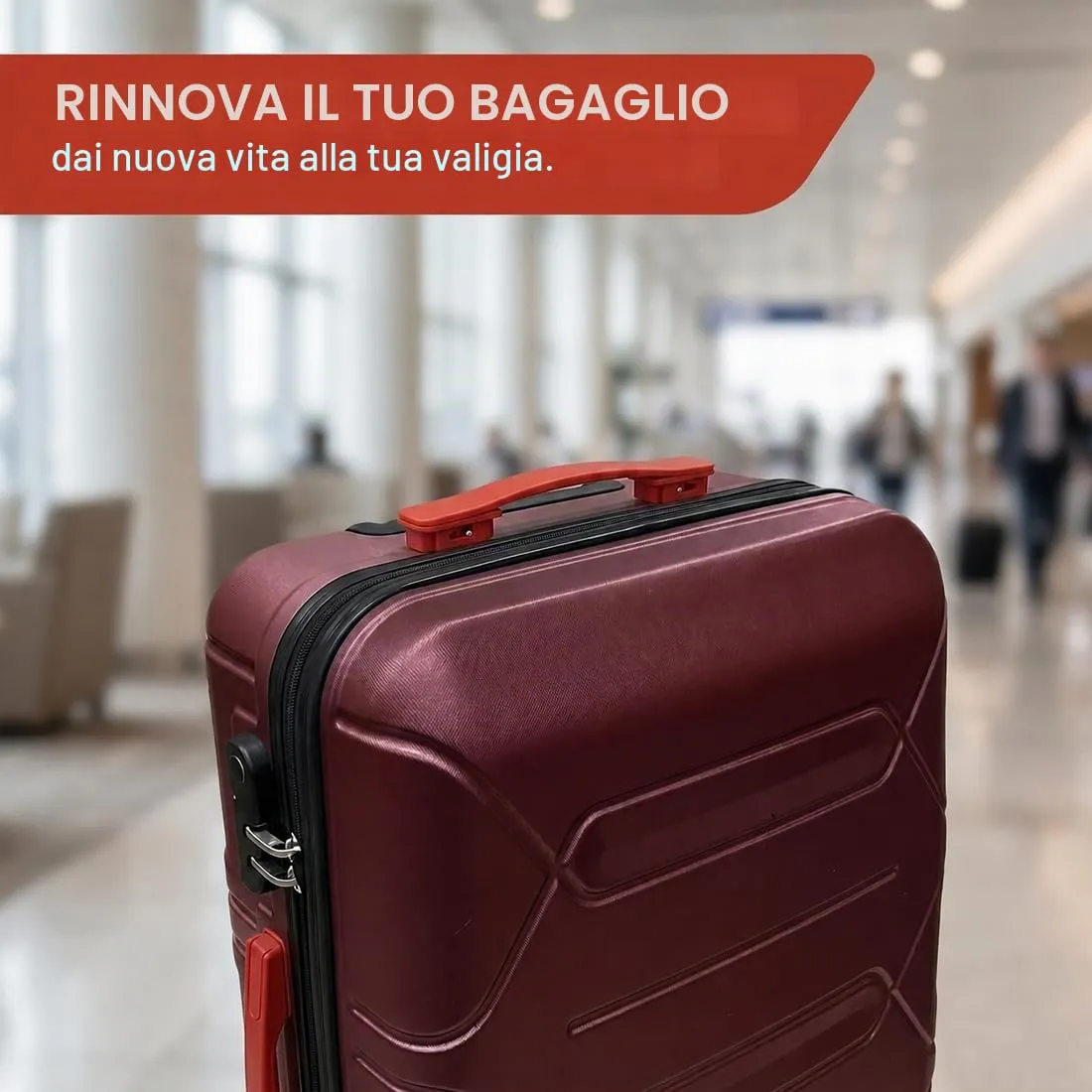 FCPEAG Manici Sostituzione Valigia in PVC Antiscivolo, Borgogna, 2 Pezzi, 21,3cm (Interasse 10,5cm e 19cm) - immagine 3