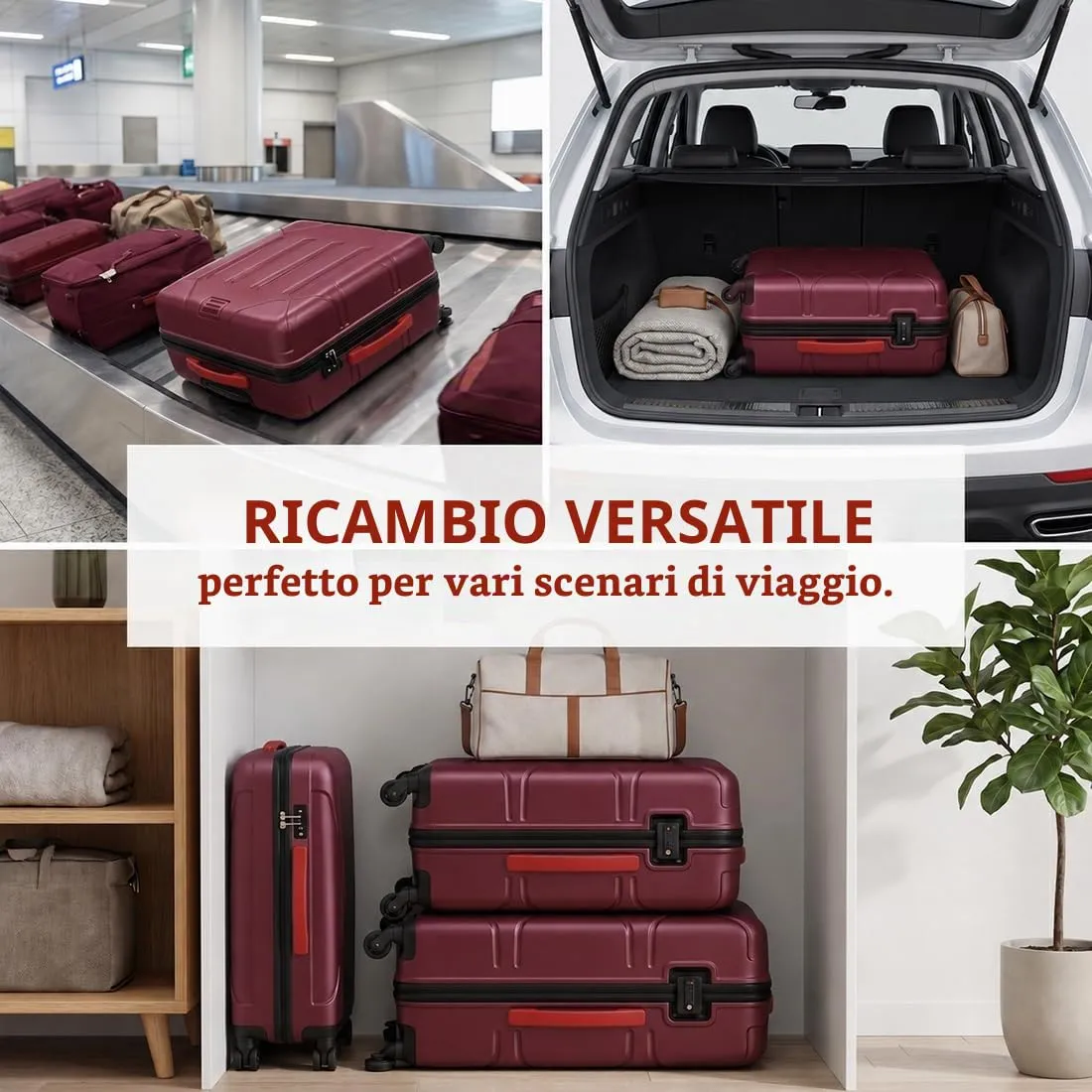 FCPEAG Manici Sostituzione Valigia in PVC Antiscivolo, Borgogna, 2 Pezzi, 21,3cm (Interasse 10,5cm e 19cm) - immagine 5