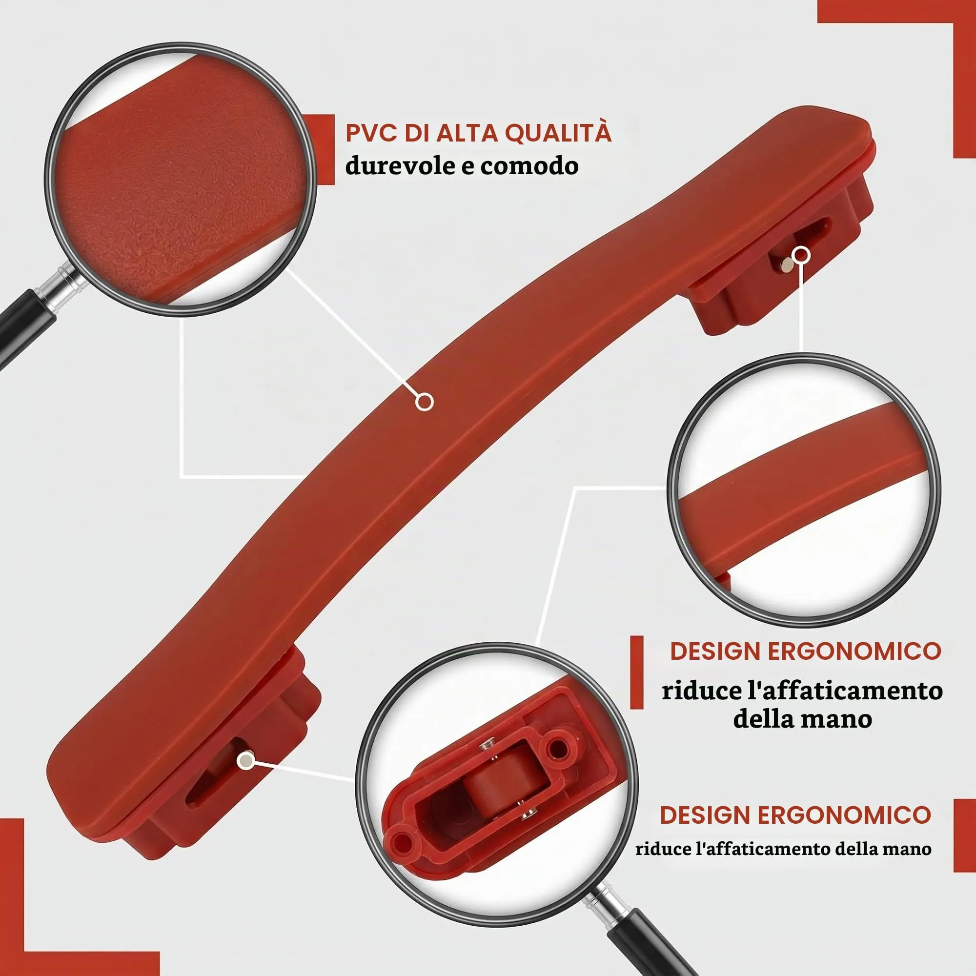 FCPEAG Manici Sostituzione Valigia in PVC Antiscivolo, Borgogna, 2 Pezzi, 21,3cm (Interasse 10,5cm e 19cm) - immagine 7