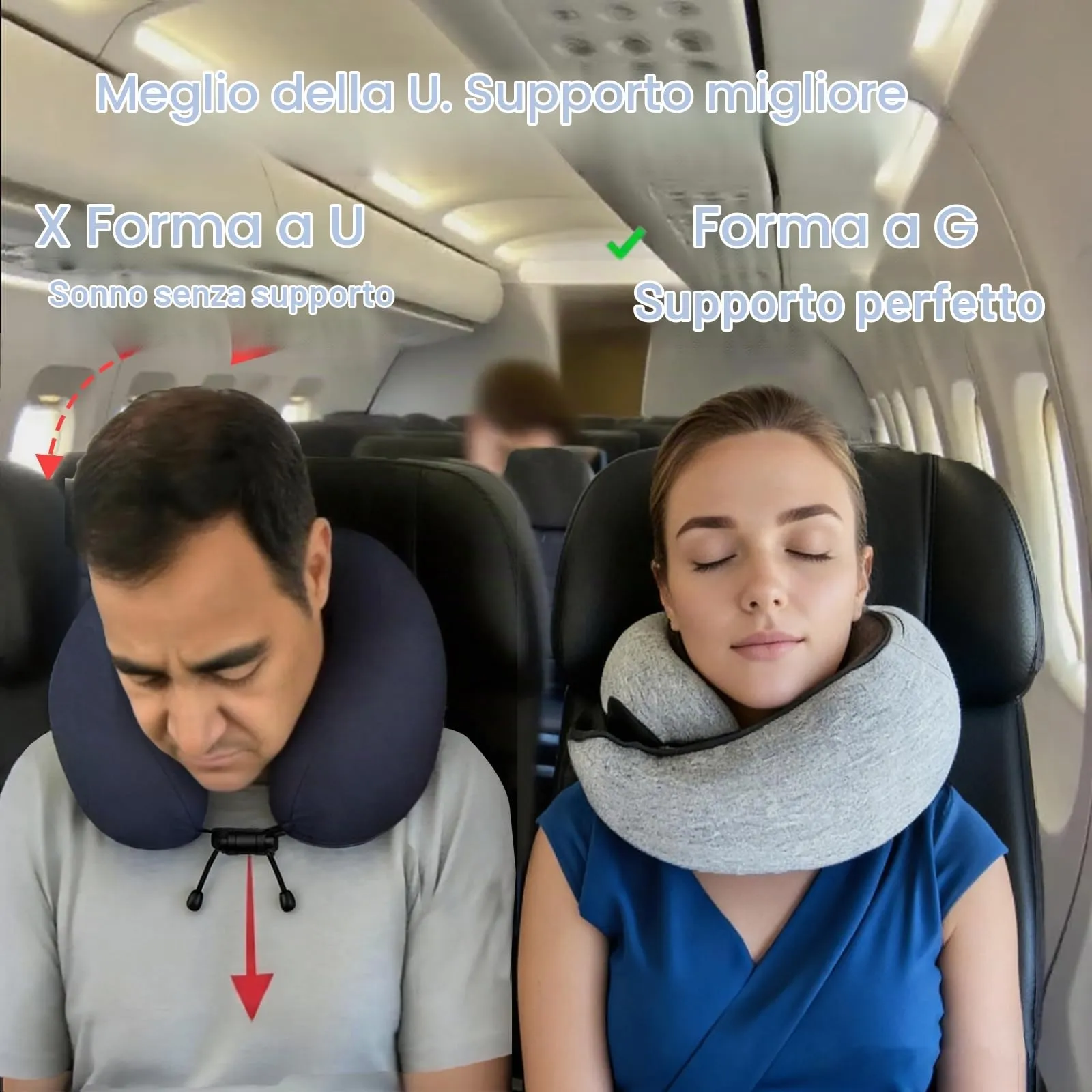 Furansijin Cuscino da Viaggio Memory Foam con Cappuccio, Grigio Chiaro - immagine 2