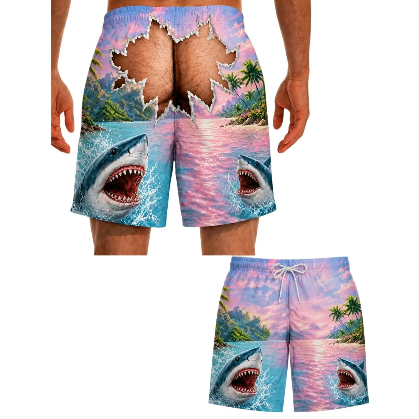 HOFAHOVA Costume Mare Uomo Finto Perizoma, Pantaloncini Divertenti con Effetto Ottico - immagine 1