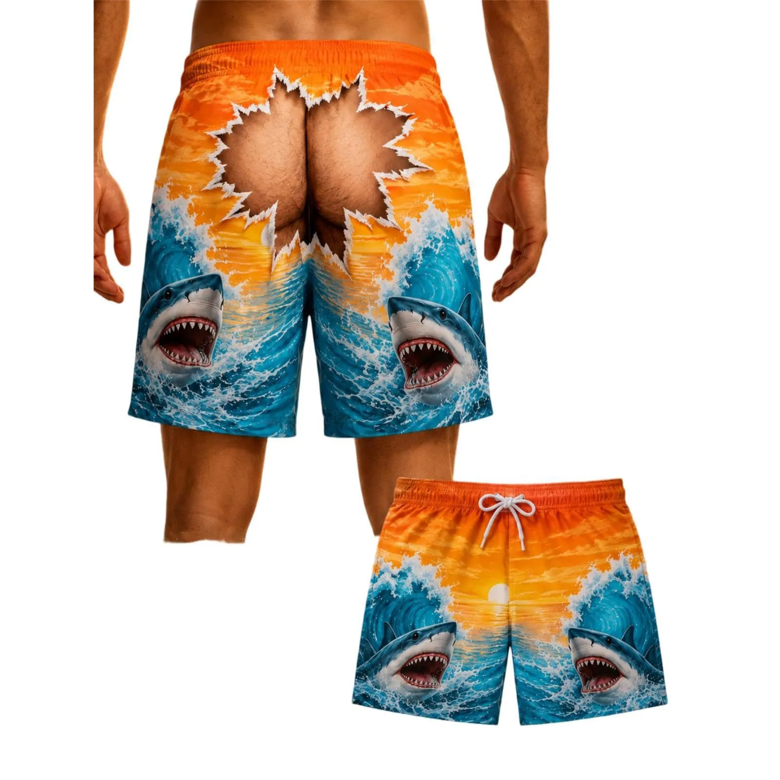 HOFAHOVA Costume Mare Uomo Finto Perizoma, Pantaloncini Divertenti con Effetto Ottico - immagine 1