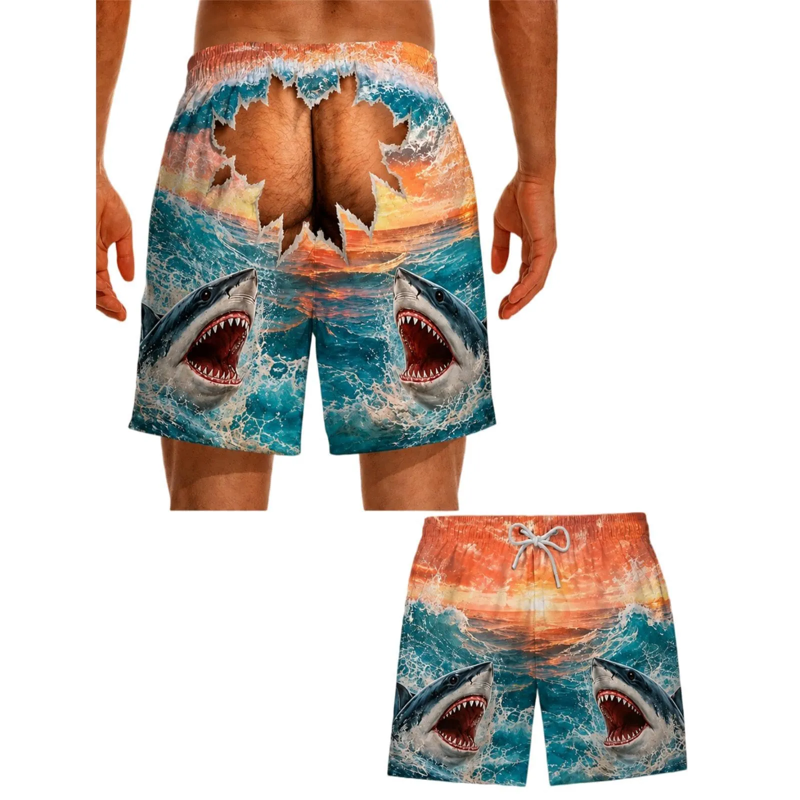 HOFAHOVA Costume Mare Uomo Finto Perizoma, Pantaloncini Divertenti con Effetto Ottico - immagine 1