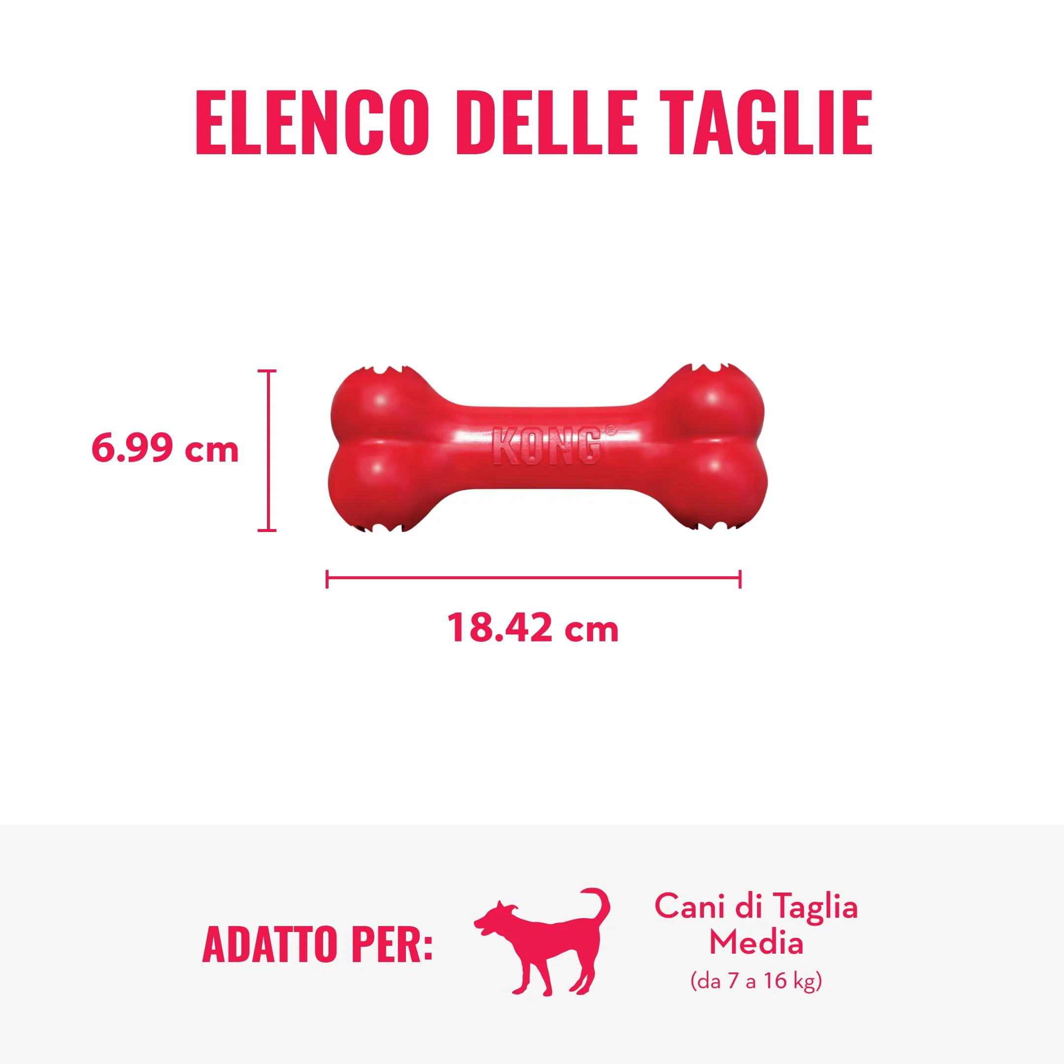 KONG Goodie Bone Osso in Gomma Naturale, Rosso, Taglia Media - immagine 4