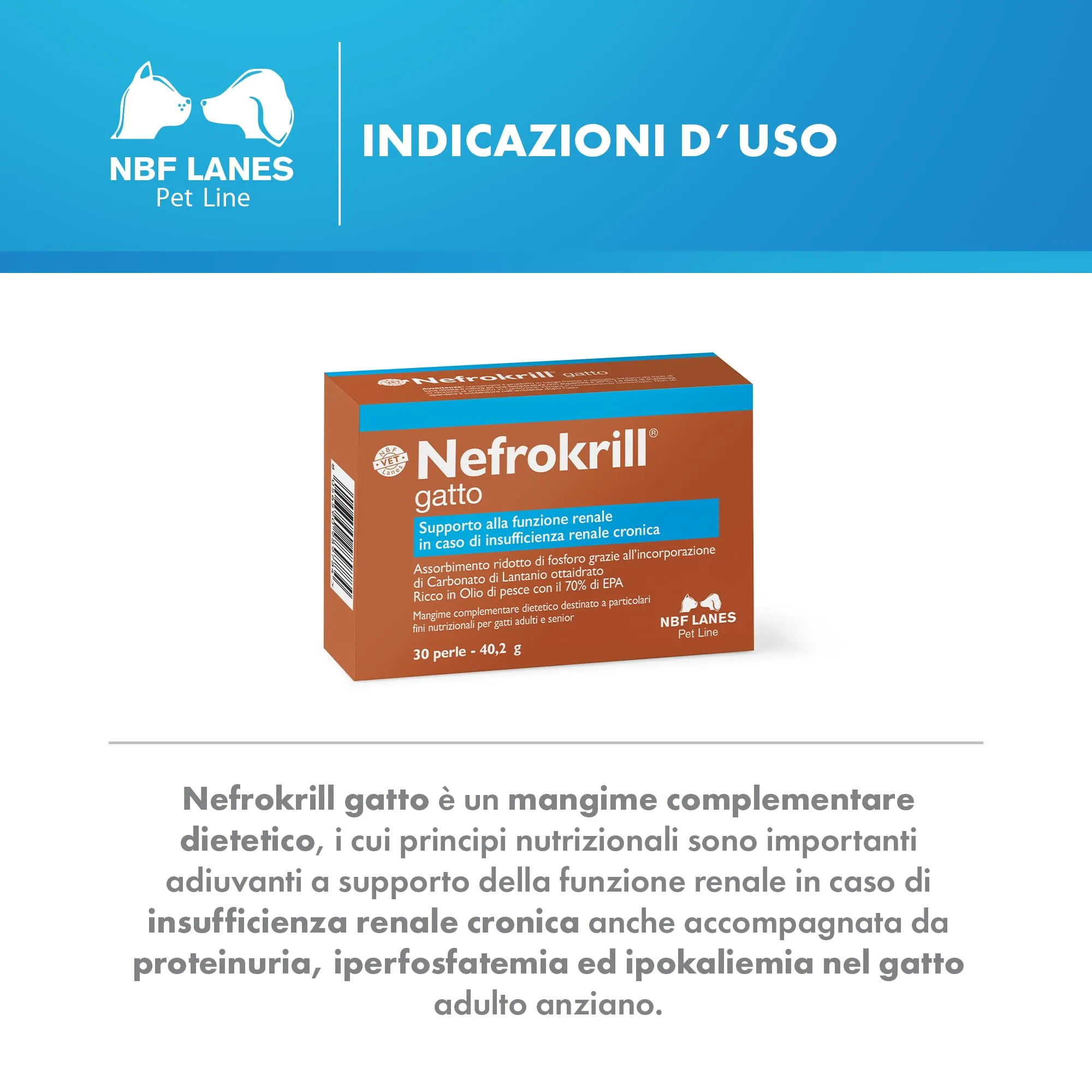 NBF Lanes Nefrokrill Gatto, 30 Perle Softgel, Supporto alla Funzione Renale per Gatti Adulti e Senior - immagine 3