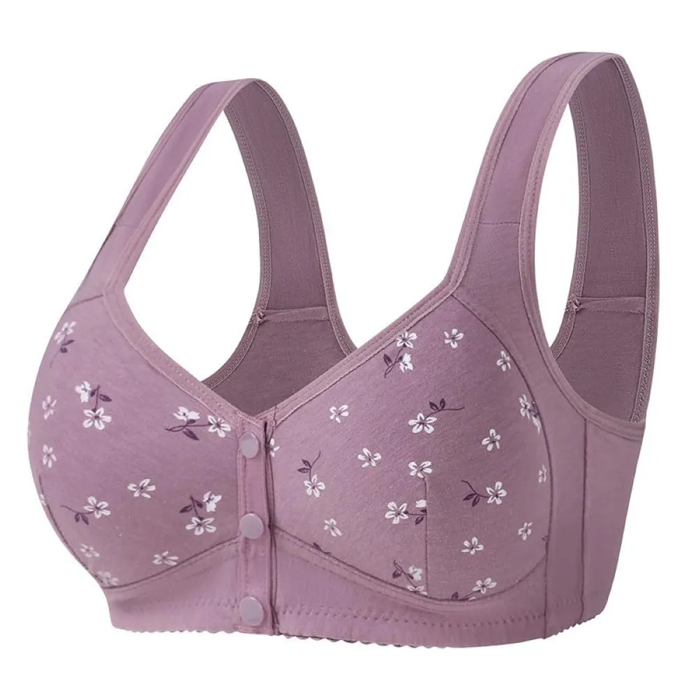 PrinStory Reggiseno Donna Senza Ferretto con Chiusura Anteriore, Margherite Viola, 100B - immagine 1