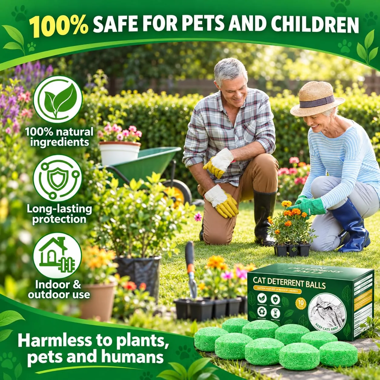 FePen Repellente per Gatti e Cani per Esterni e Interni, 10 Palline Repulsive Naturali con 5 Sacchetti in Tessuto (Verde scuro) - immagine 5