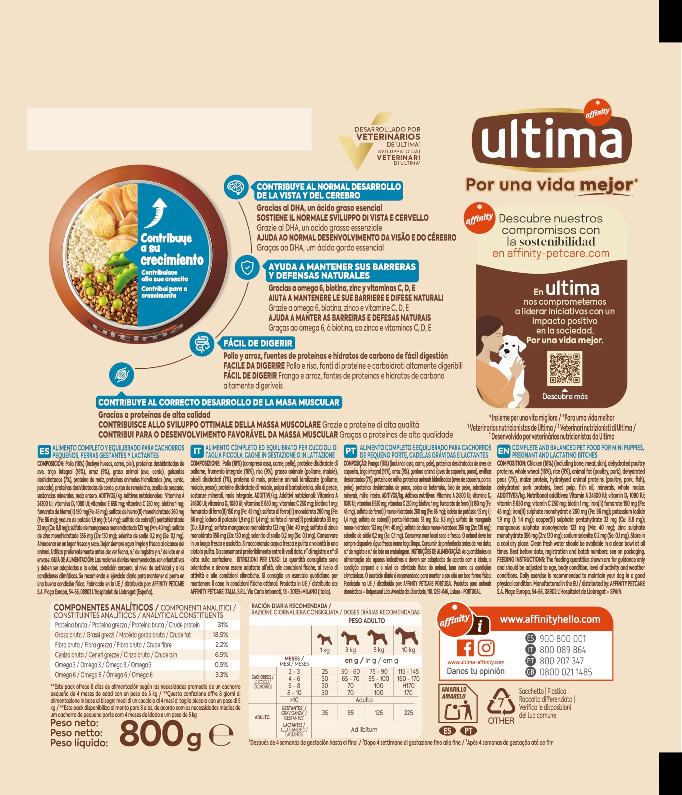 Ultima Junior Piccola Taglia Pollo - Crocchette per cani - 8 x 800g (6,4kg) - immagine 3