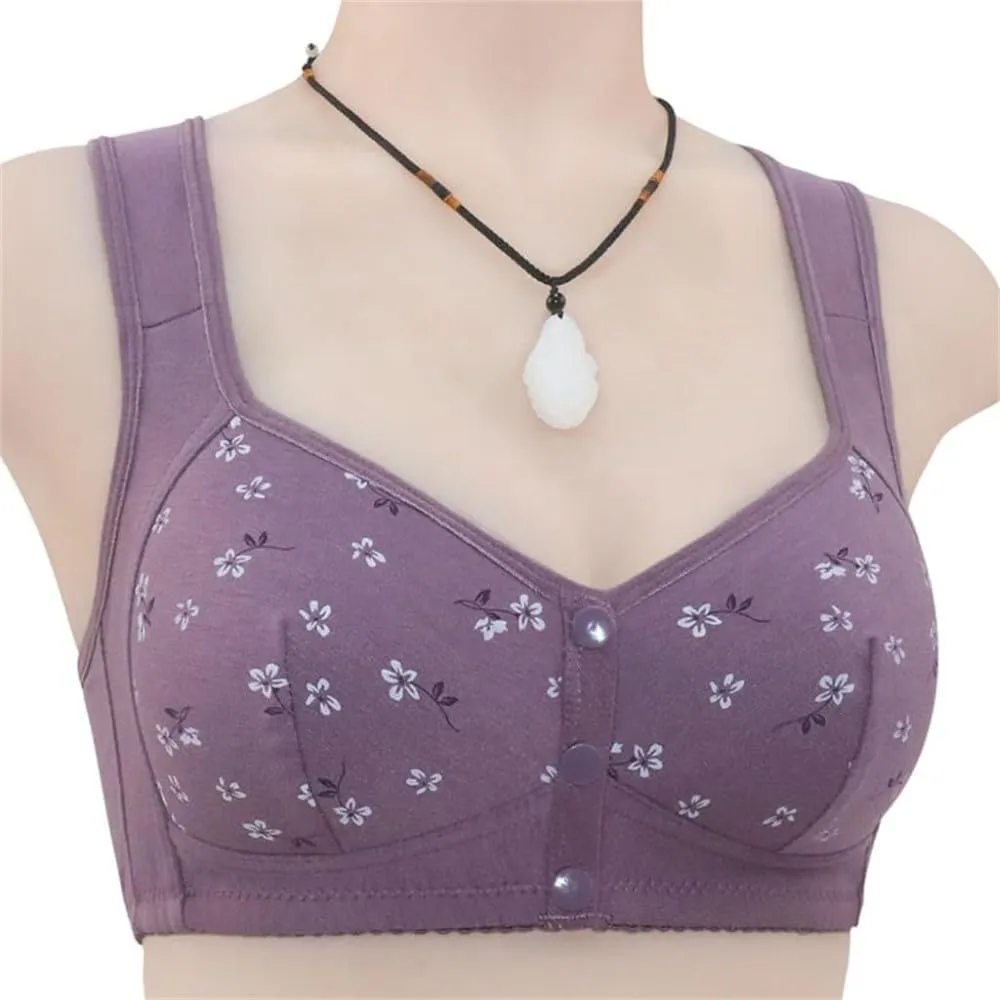 PrinStory Reggiseno Donna Senza Ferretto con Chiusura Anteriore, Margherite Viola, 4C - immagine 2