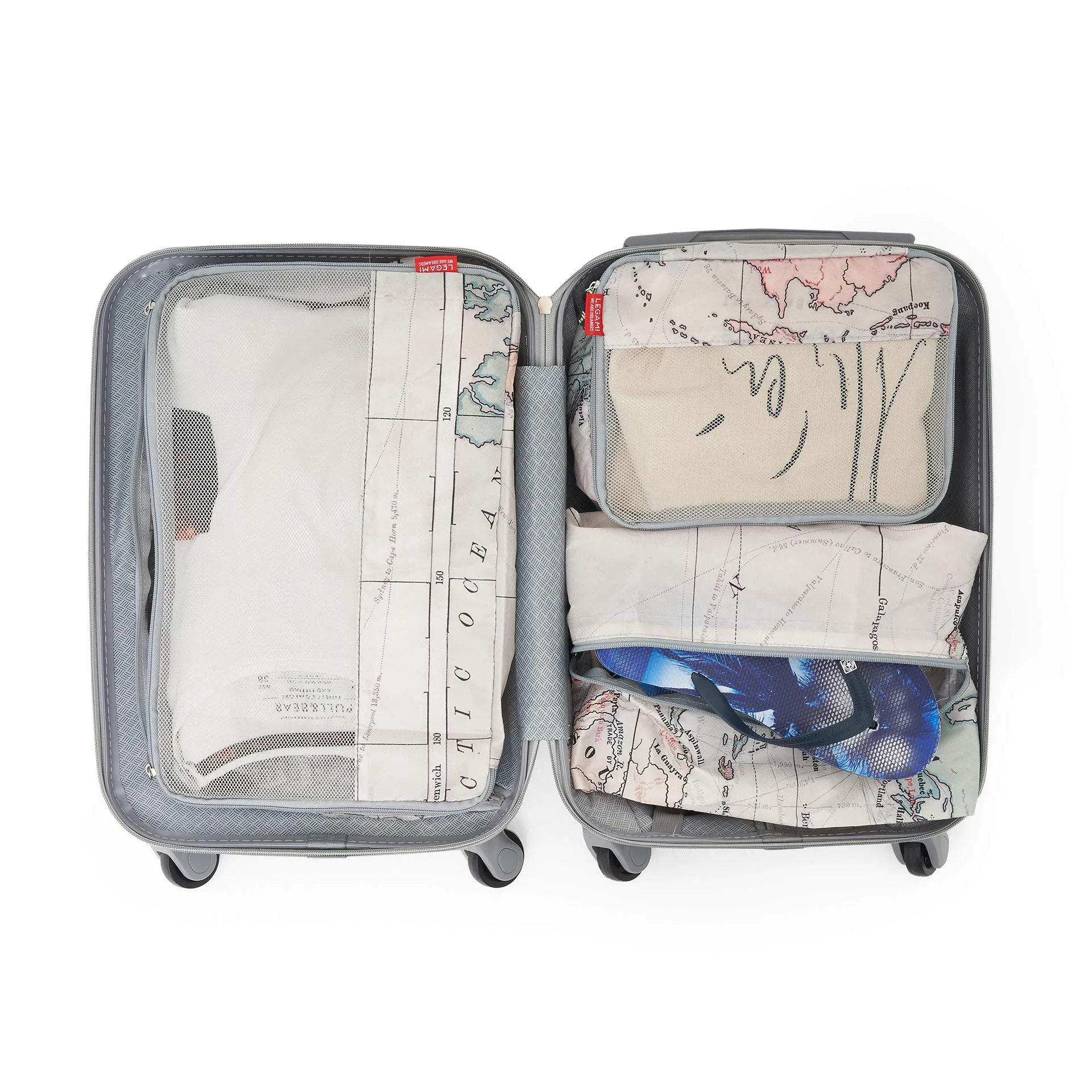 Legami Travel Organiser Set of 3 Travel Pouches, Map Print - immagine 2