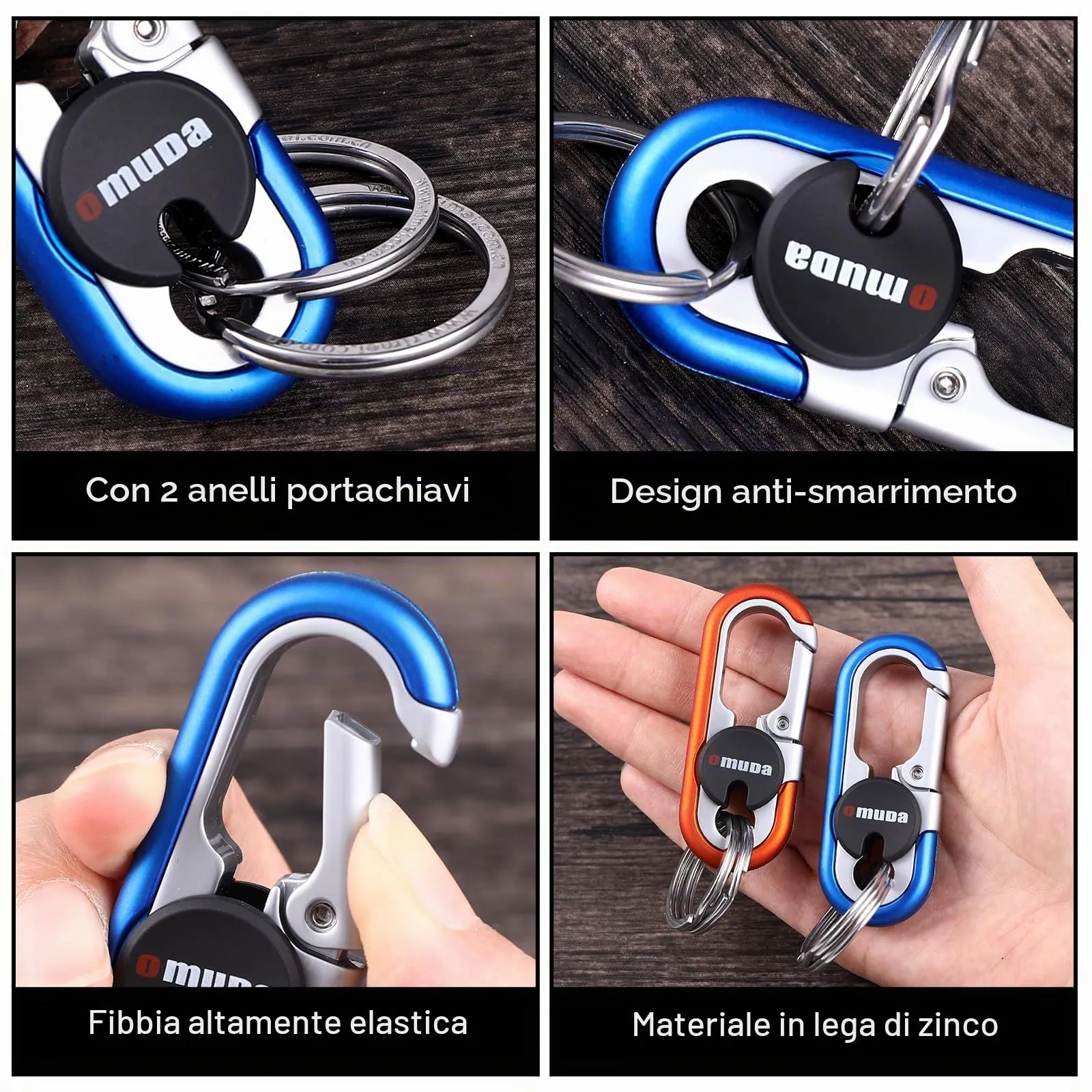 Mkitnvy Portachiavi Auto Moschettone, 2 Pezzi, Blu e Rosso - immagine 3