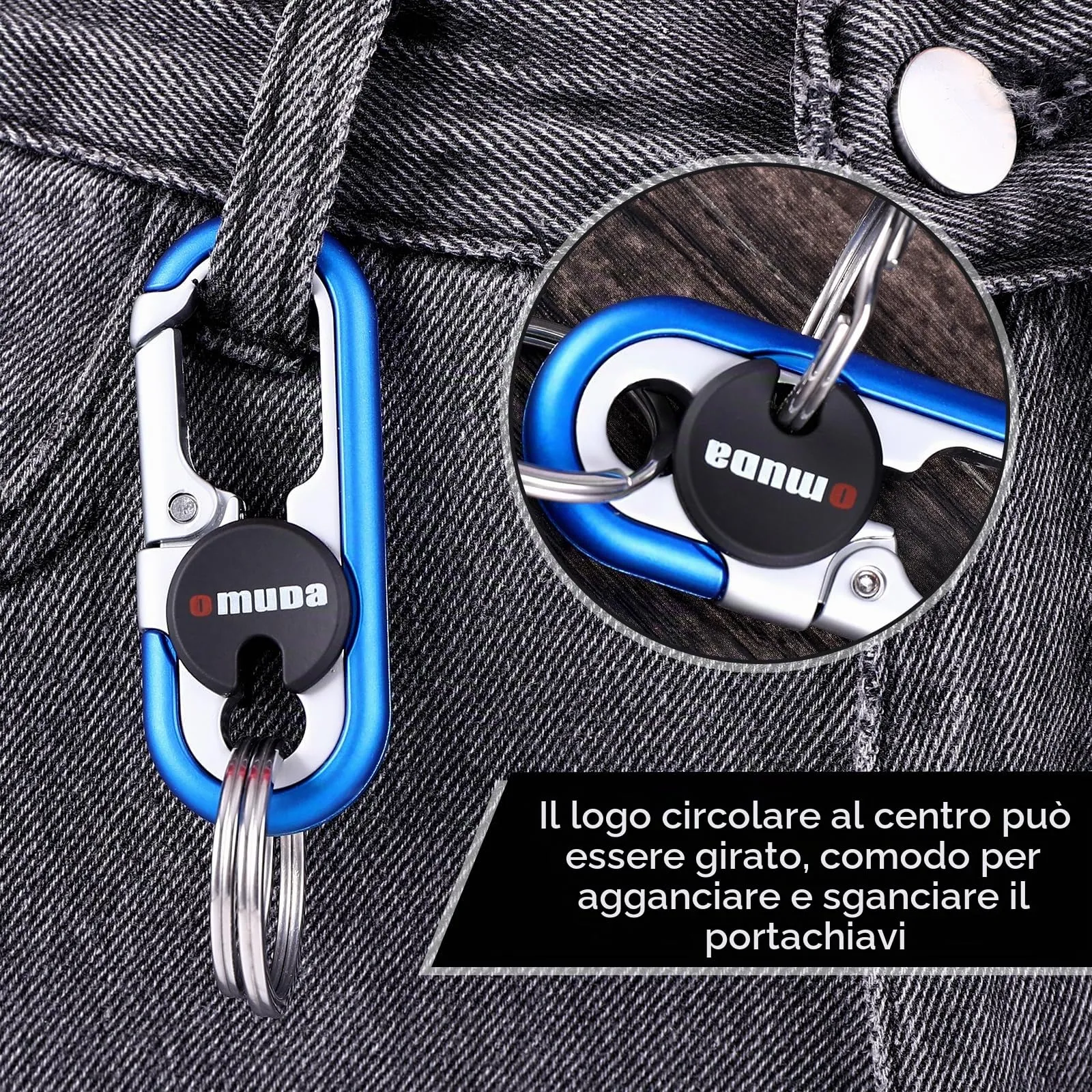 Mkitnvy Portachiavi Auto Moschettone, 2 Pezzi, Blu e Rosso - immagine 4