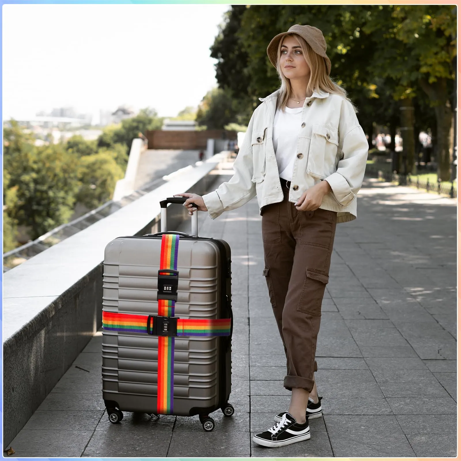 Yoosso Cinghie per Valigia con Chiusura a Combinazione, Arcobaleno, 2 Pezzi - immagine 7