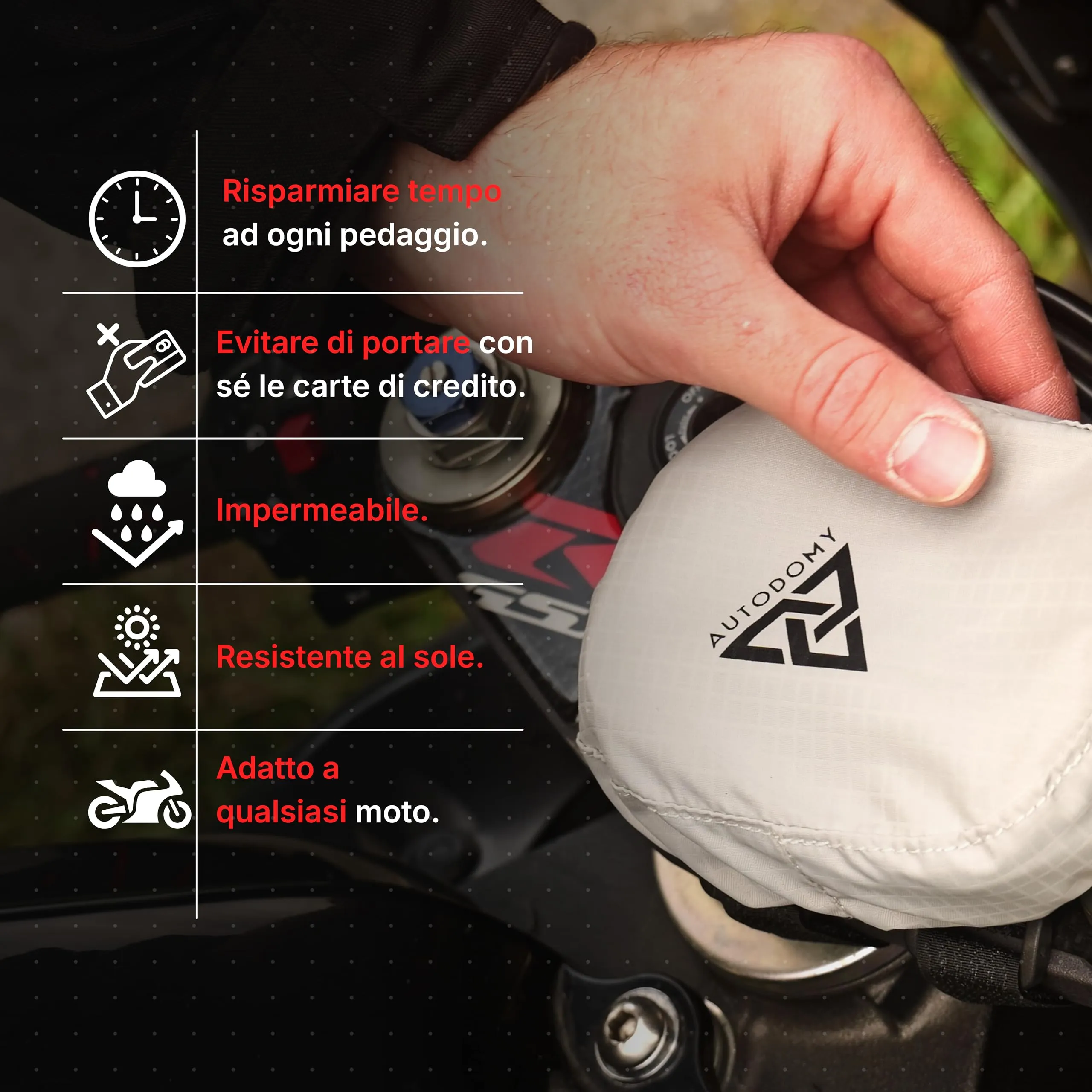 Autodomy Porta Telepas Moto Impermeabile in Neoprene, 9.4x6.8 cm - immagine 4