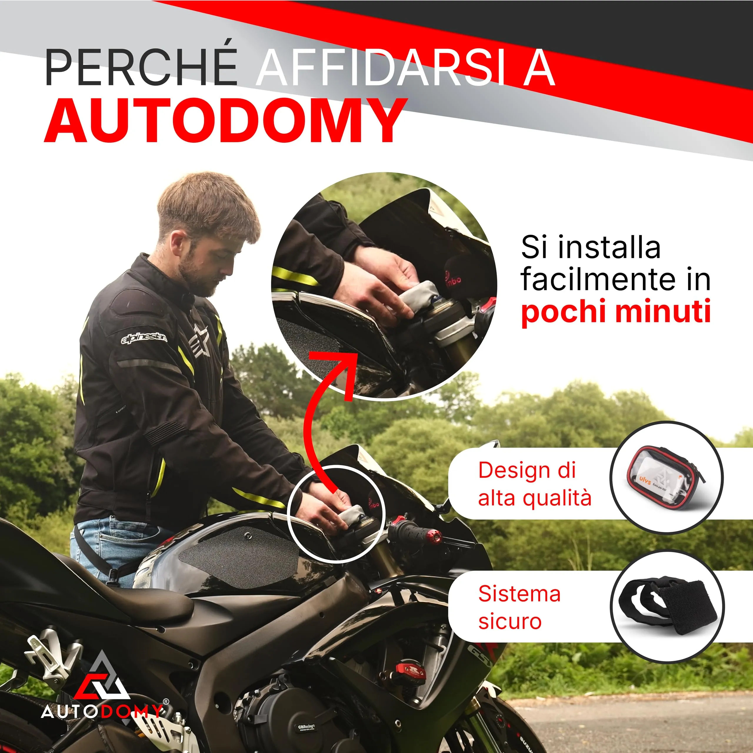 Autodomy Porta Telepas Moto Impermeabile in Neoprene, 9.4x6.8 cm - immagine 5