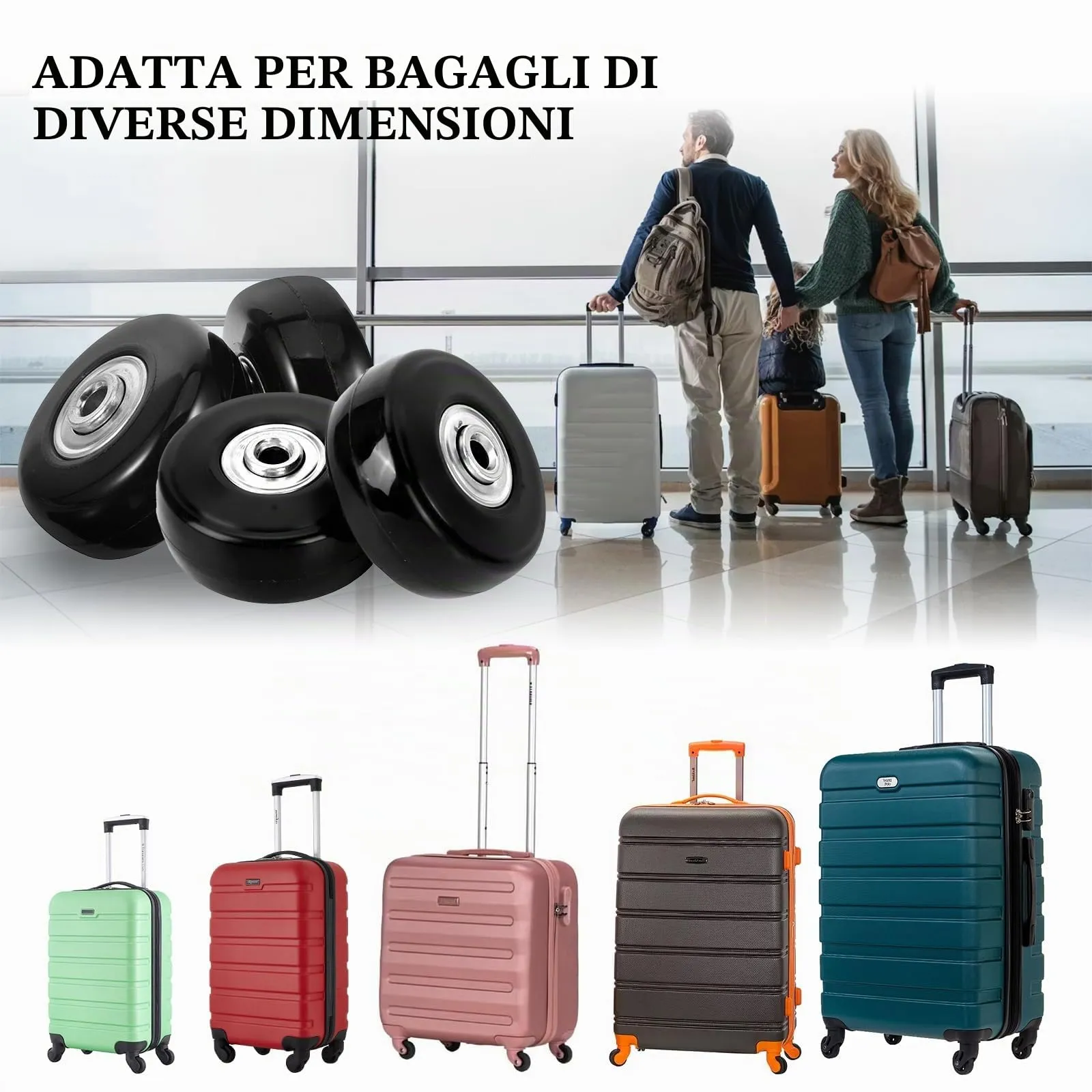 KENPOJO Ruote Trolley Ricambio, 50mm x 18mm, 4 Pezzi - immagine 4