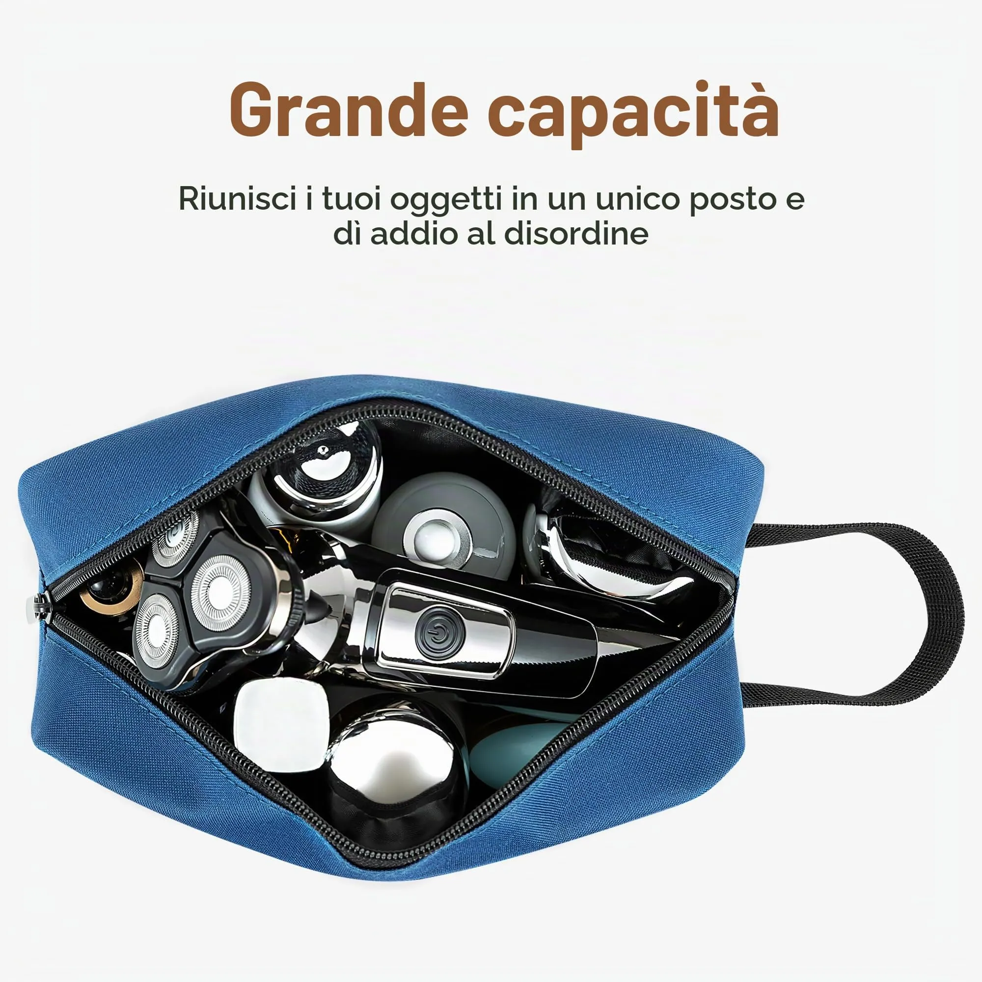 Elviros Travel Beauty Case da Viaggio in Tessuto Oxford 300D, Blu Navy - immagine 2