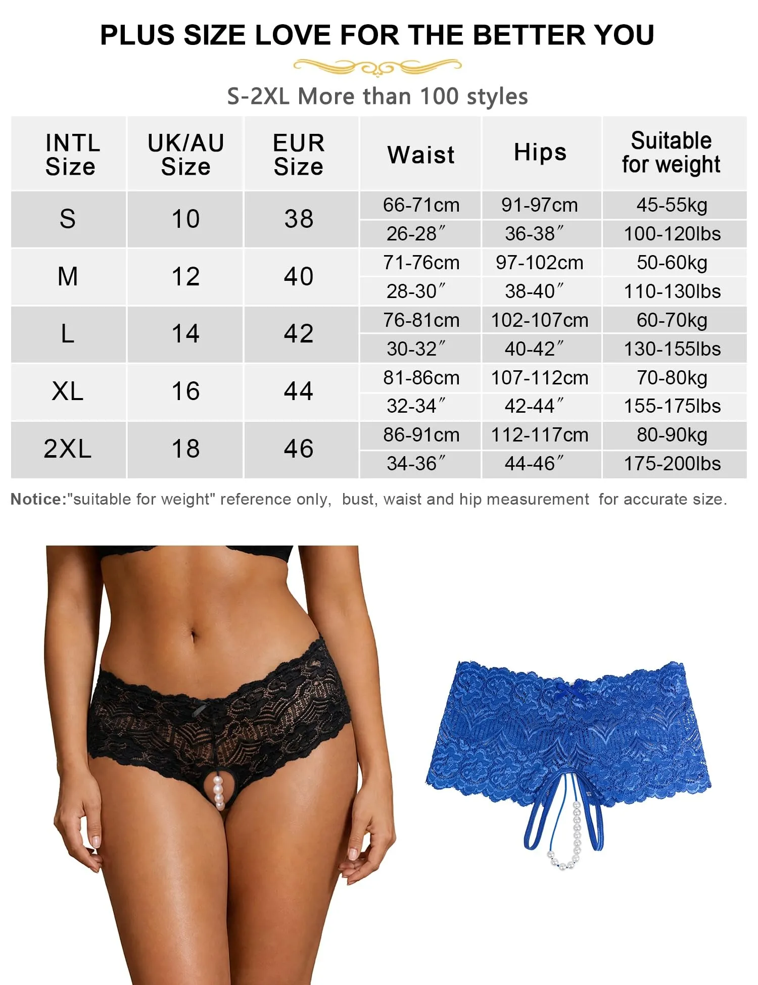 comeondear Perizoma Aperto in Pizzo Blu, XL - immagine 6