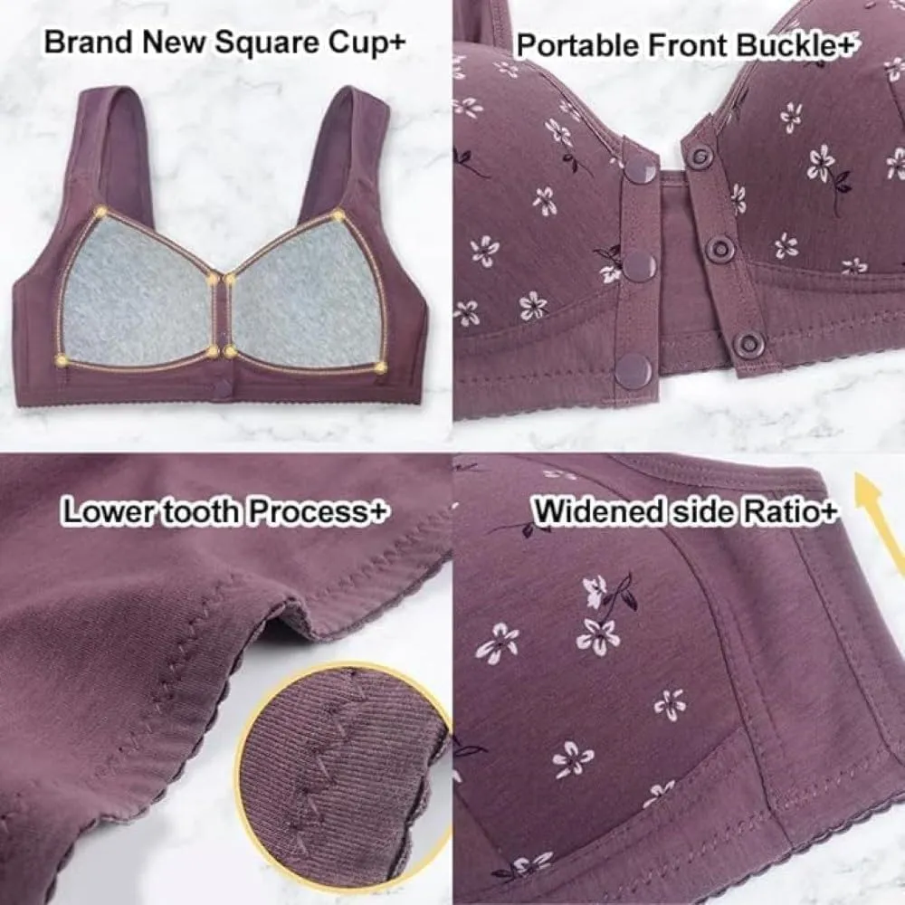 PrinStory Reggiseno Senza Ferretto con Chiusura Anteriore, Margherite Viola, 5DD - immagine 4