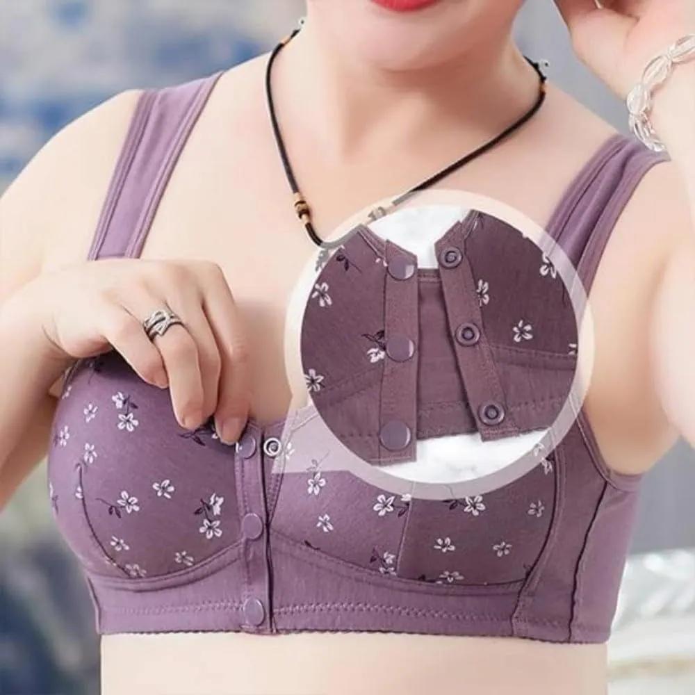 PrinStory Reggiseno Donna Senza Ferretto con Chiusura Anteriore, Margherite Viola, 7B - immagine 5