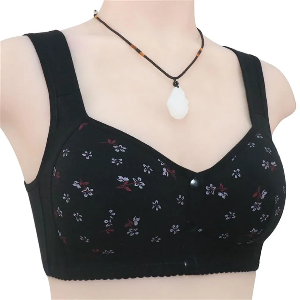 PrinStory Reggiseno Senza Ferretto con Chiusura Anteriore per Donne, Margherita Nera, 6DD - immagine 2