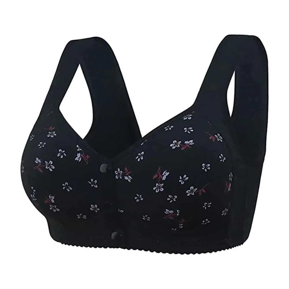 PrinStory Reggiseno Donna Senza Ferretto con Chiusura Anteriore, Margherita Nera, 105E - immagine 1