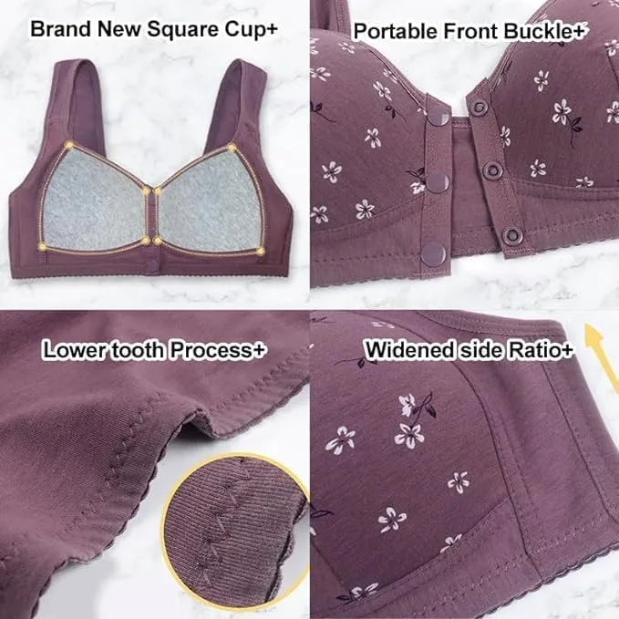 PrinStory Reggiseno da donna senza ferretto con chiusura frontale, margherita albicocca, 6C - immagine 4