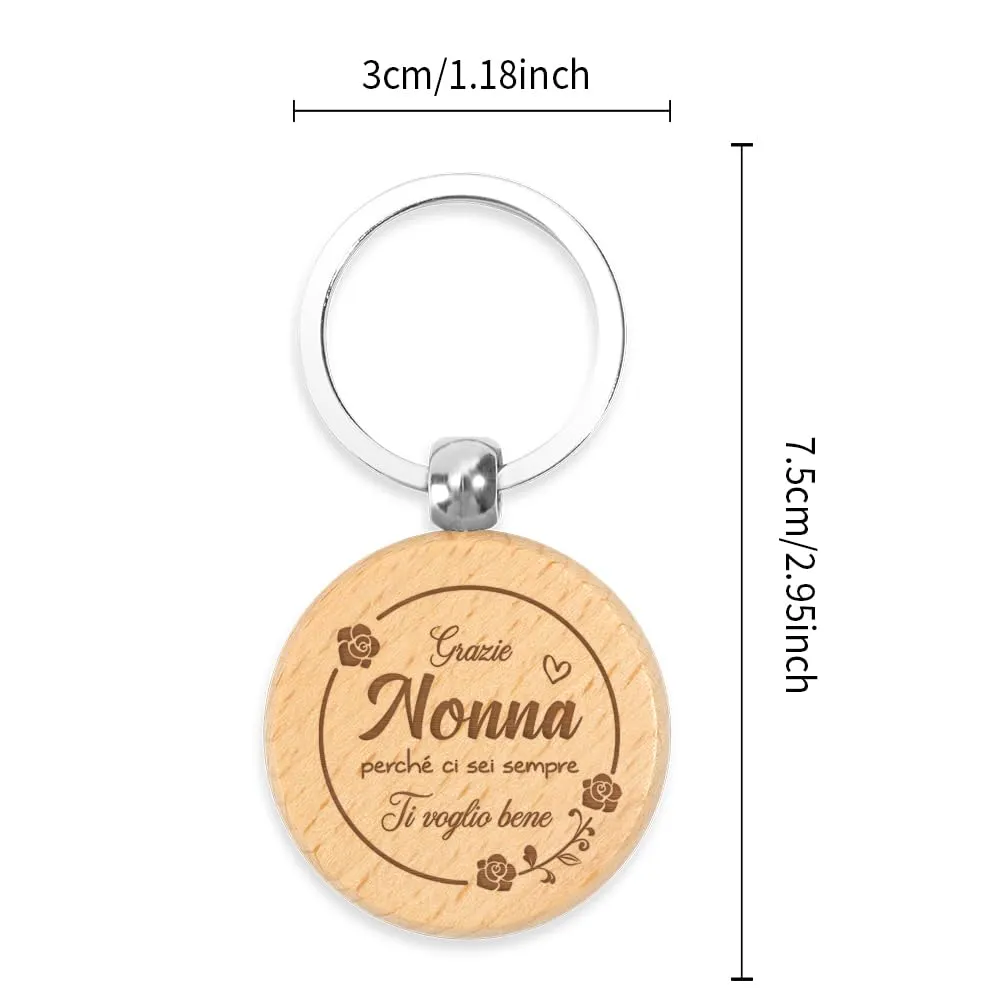 Generico Portachiavi in Legno per Nonna con Incisione Grazie Nonna Perché Ci Sei Sempre Ti Voglio Bene - immagine 2