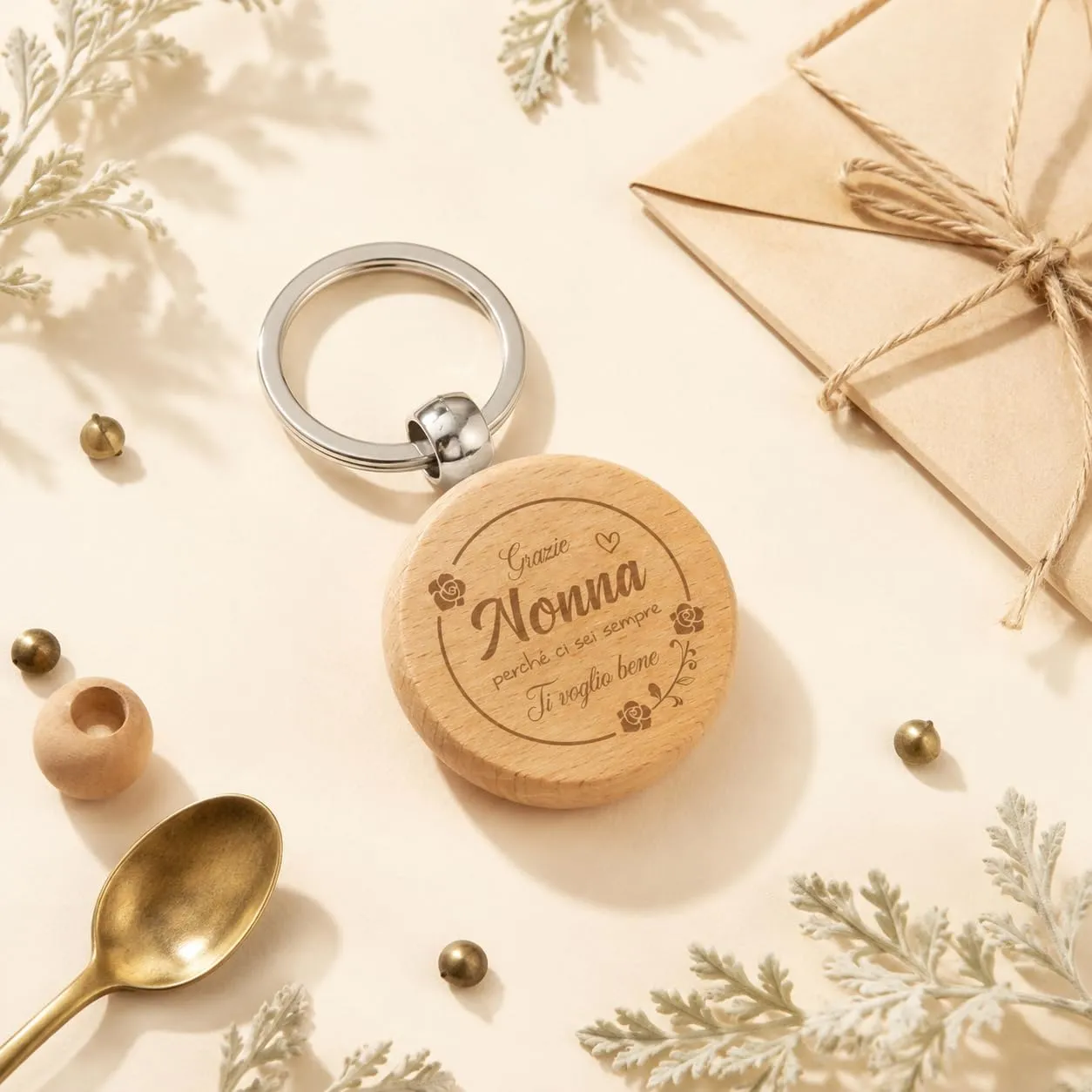 Generico Portachiavi in Legno per Nonna con Incisione Grazie Nonna Perché Ci Sei Sempre Ti Voglio Bene - immagine 4