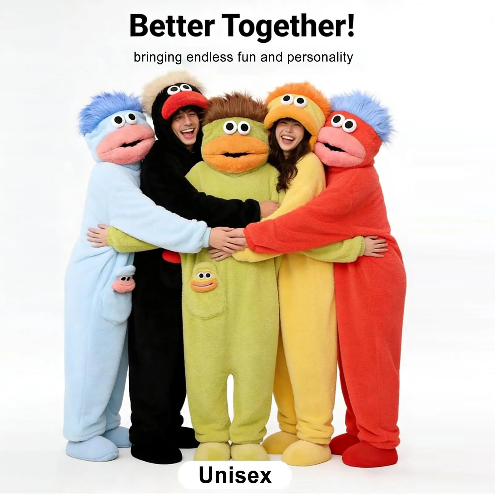 Costume Tuta Intera Mostro a Bocca Grande in Pile, Unisex, Arancione, 2-5 Anni - immagine 7