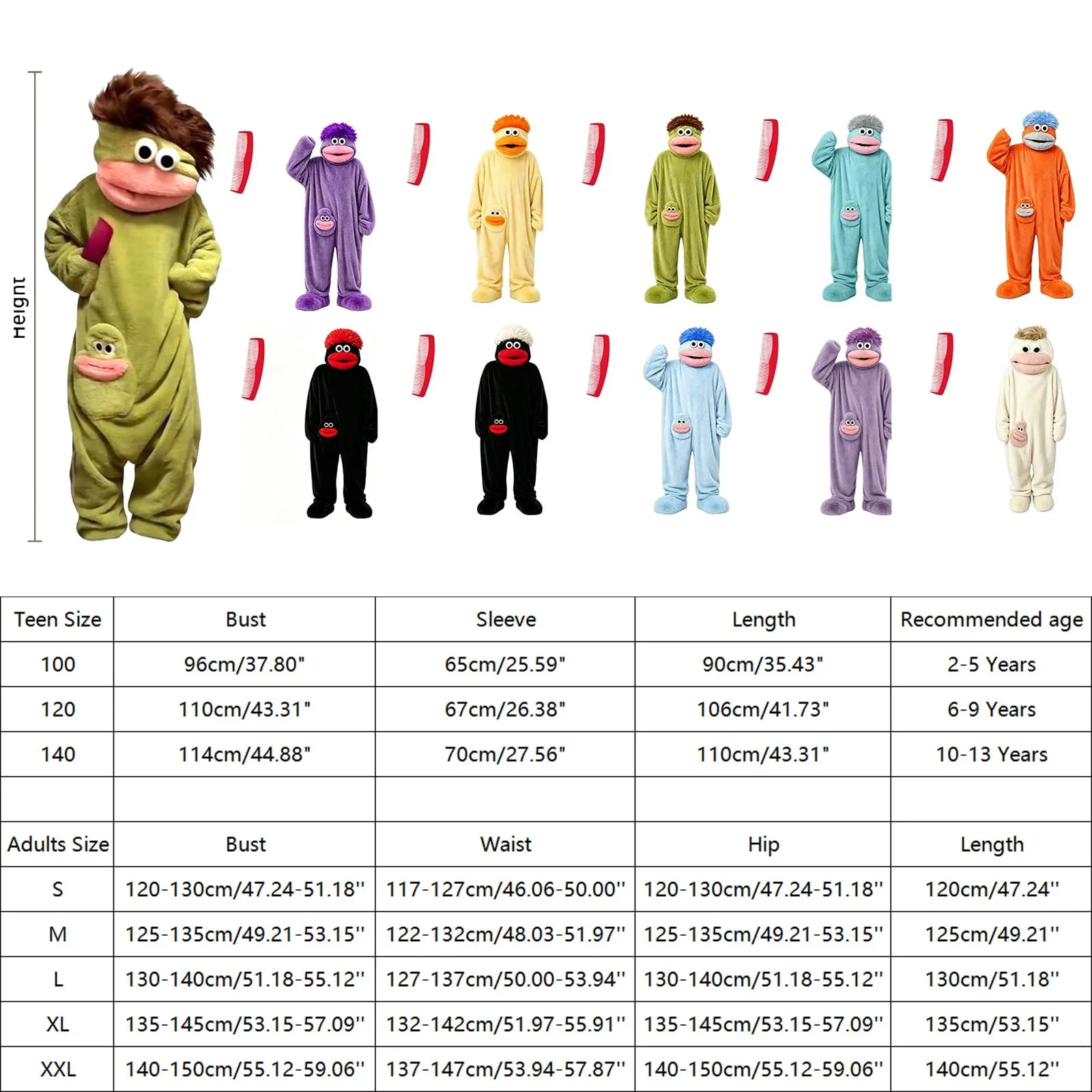Tuta intera mostro a bocca grande in pile per adulti e adolescenti, unisex, giallo - immagine 4
