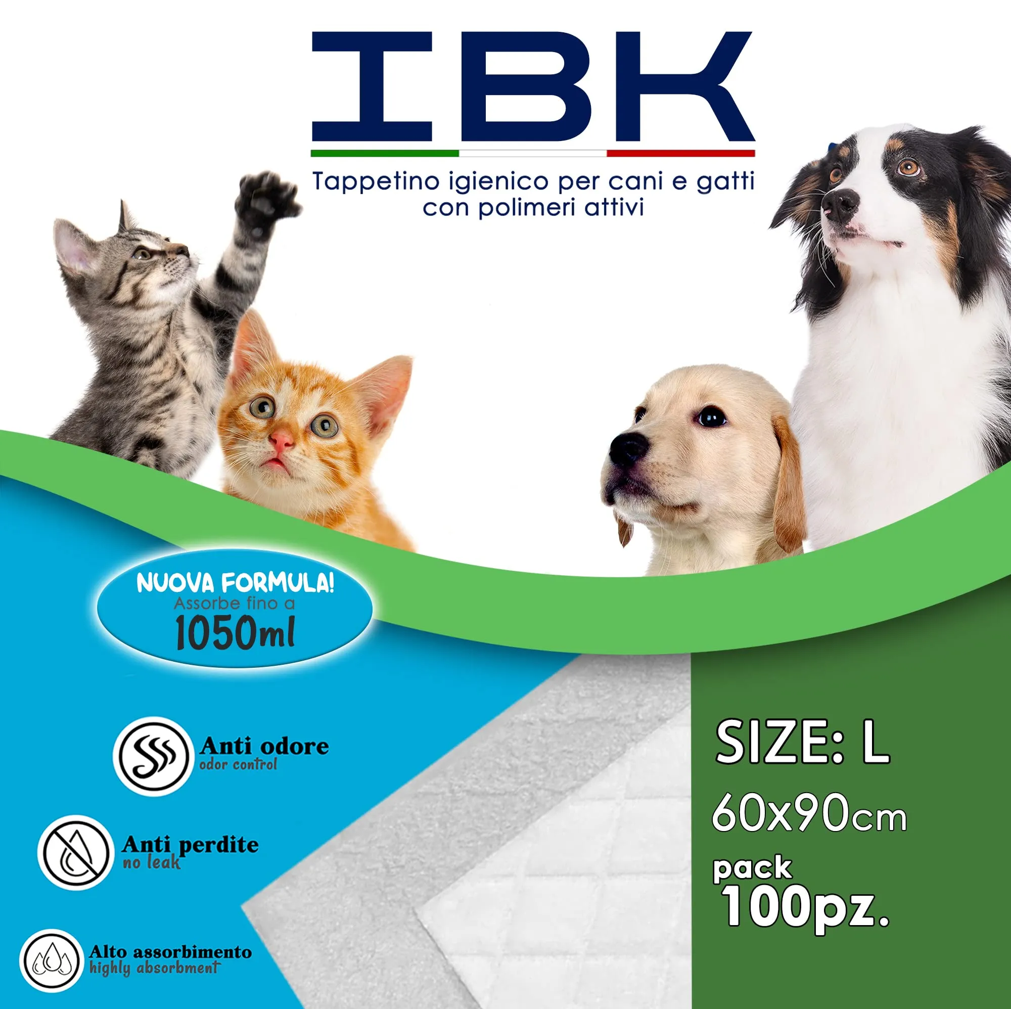 IBK Tappetini igienici assorbenti per animali domestici, 60x90, 200 pezzi - immagine 2