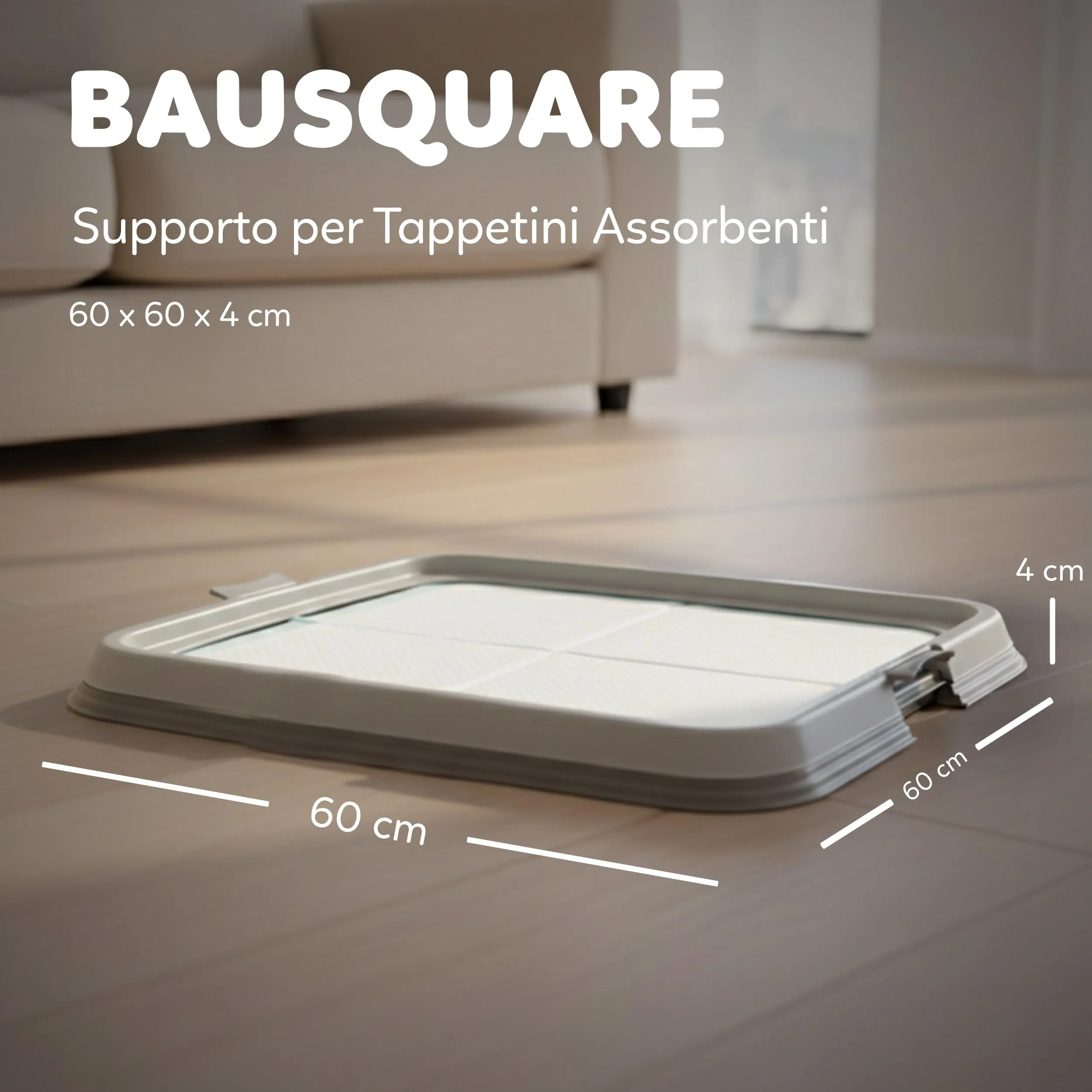 Aqpet Lettiera per Cani con Vassoio Porta Tappetini Assorbenti 60x60 cm, Base Antiscivolo - immagine 3