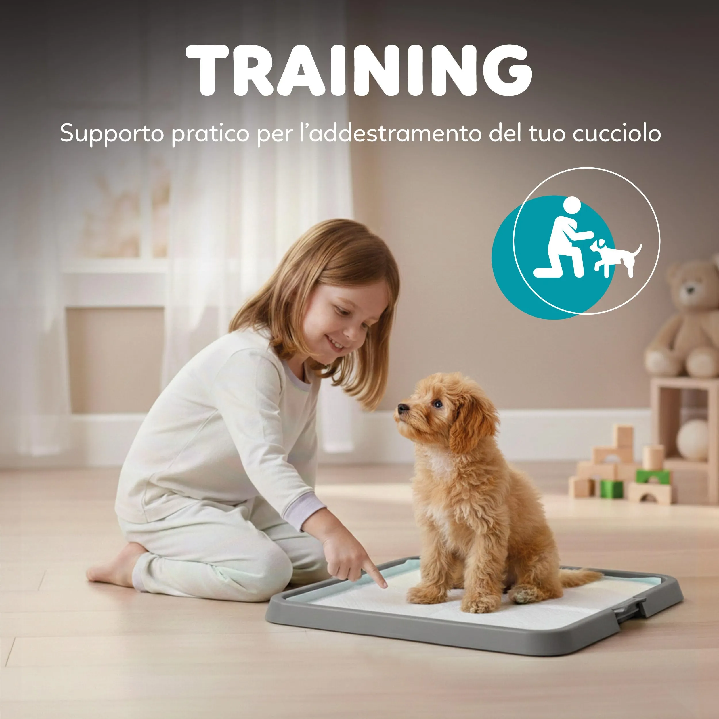 Aqpet Lettiera per Cani con Vassoio Porta Tappetini Assorbenti 60x60 cm, Base Antiscivolo - immagine 4