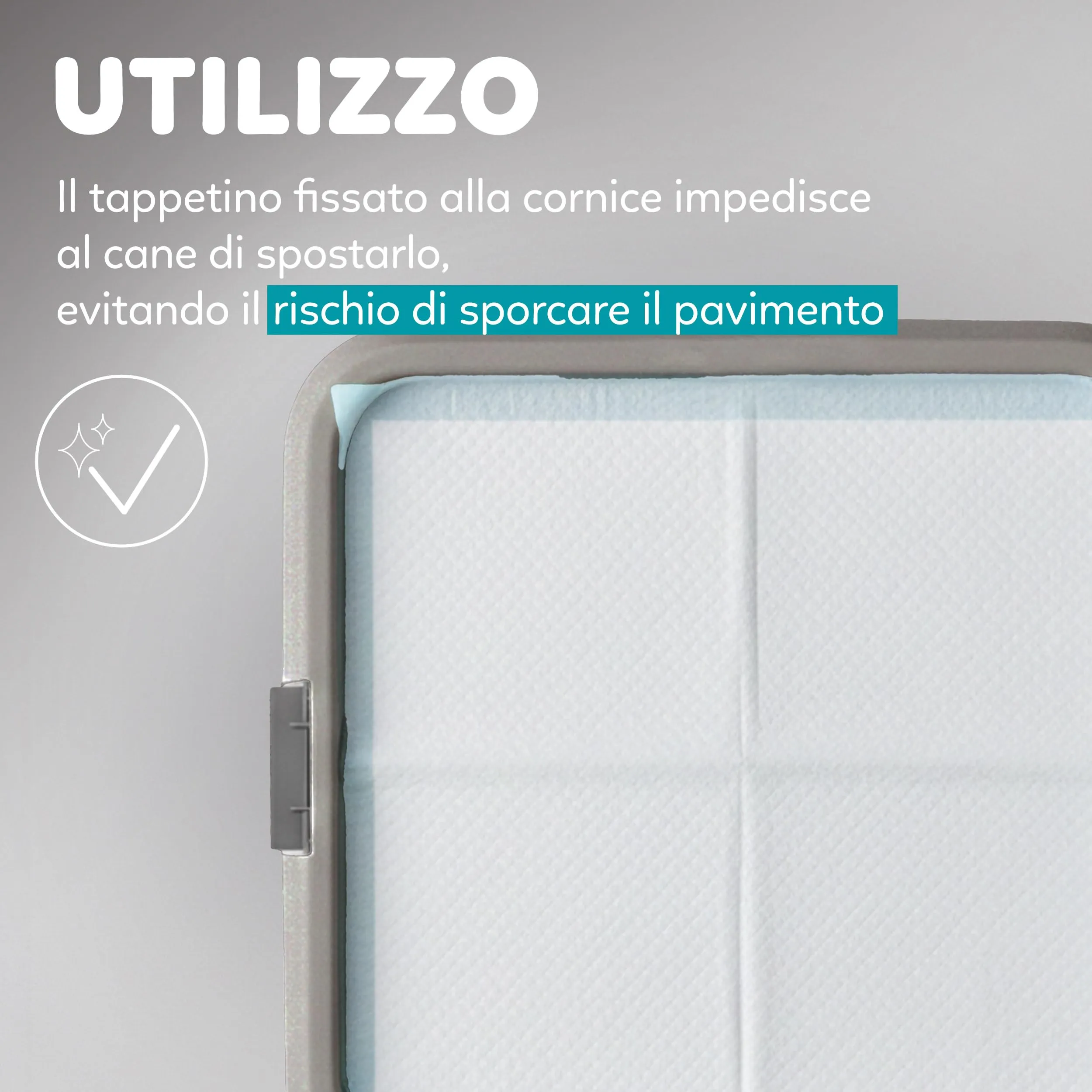 Aqpet Lettiera per Cani con Vassoio Porta Tappetini Assorbenti 60x60 cm, Base Antiscivolo - immagine 5