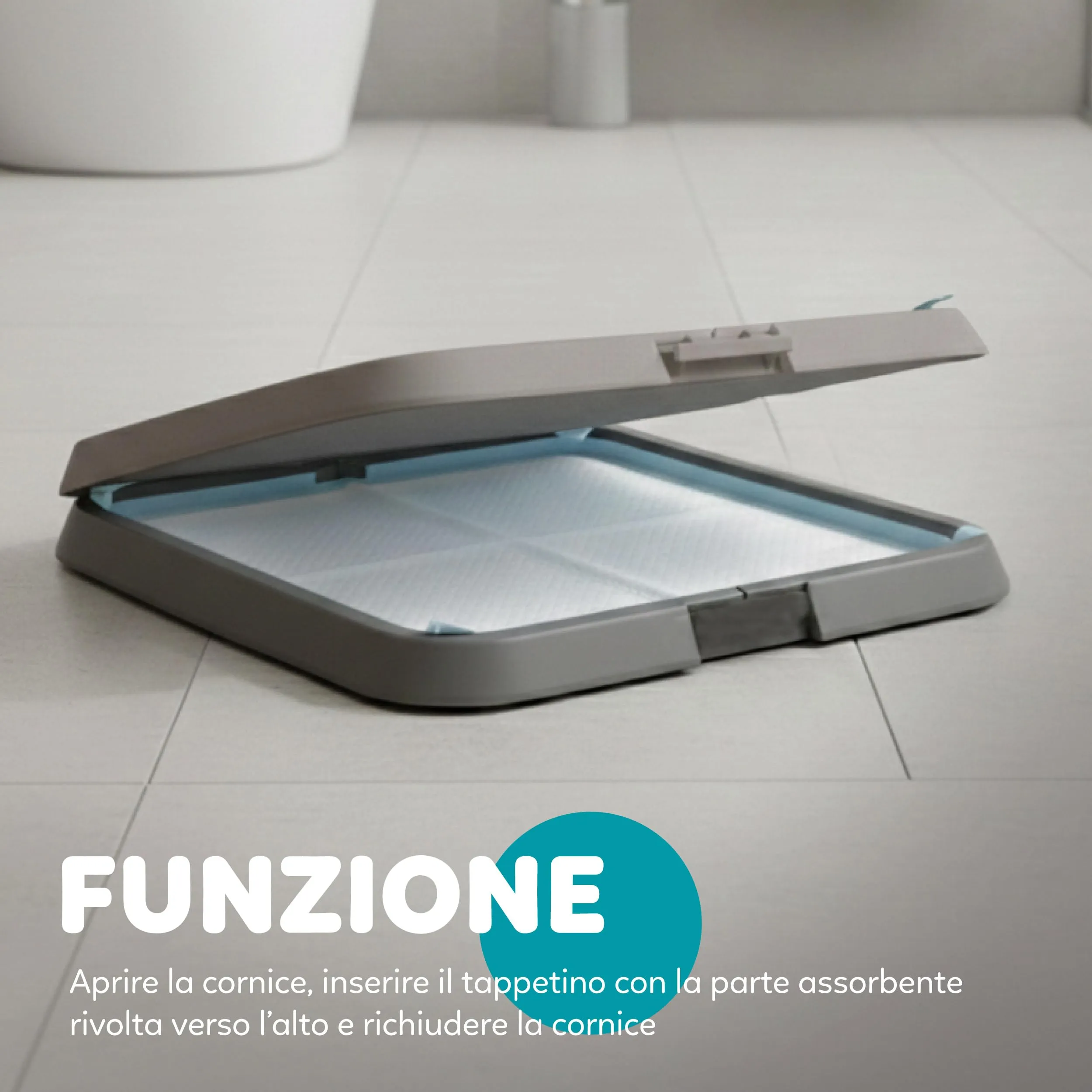 Aqpet Lettiera per Cani con Vassoio Porta Tappetini Assorbenti 60x60 cm, Base Antiscivolo - immagine 6