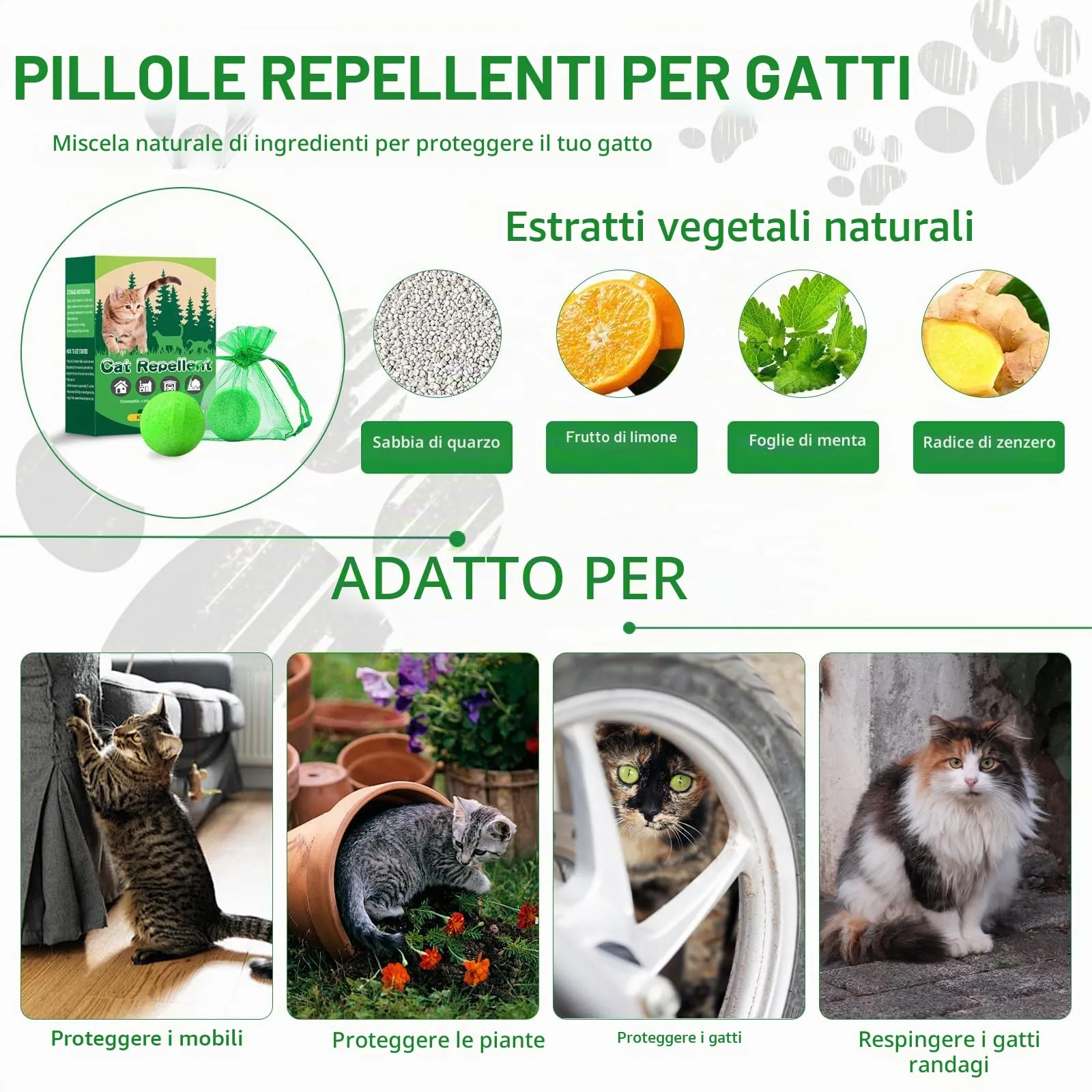 FePen Repellente per Gatti e Cani per Esterni e Interni, 12 Palline Repulsive Naturali con 5 Sacchetti in Tessuto non Tessuto - immagine 3