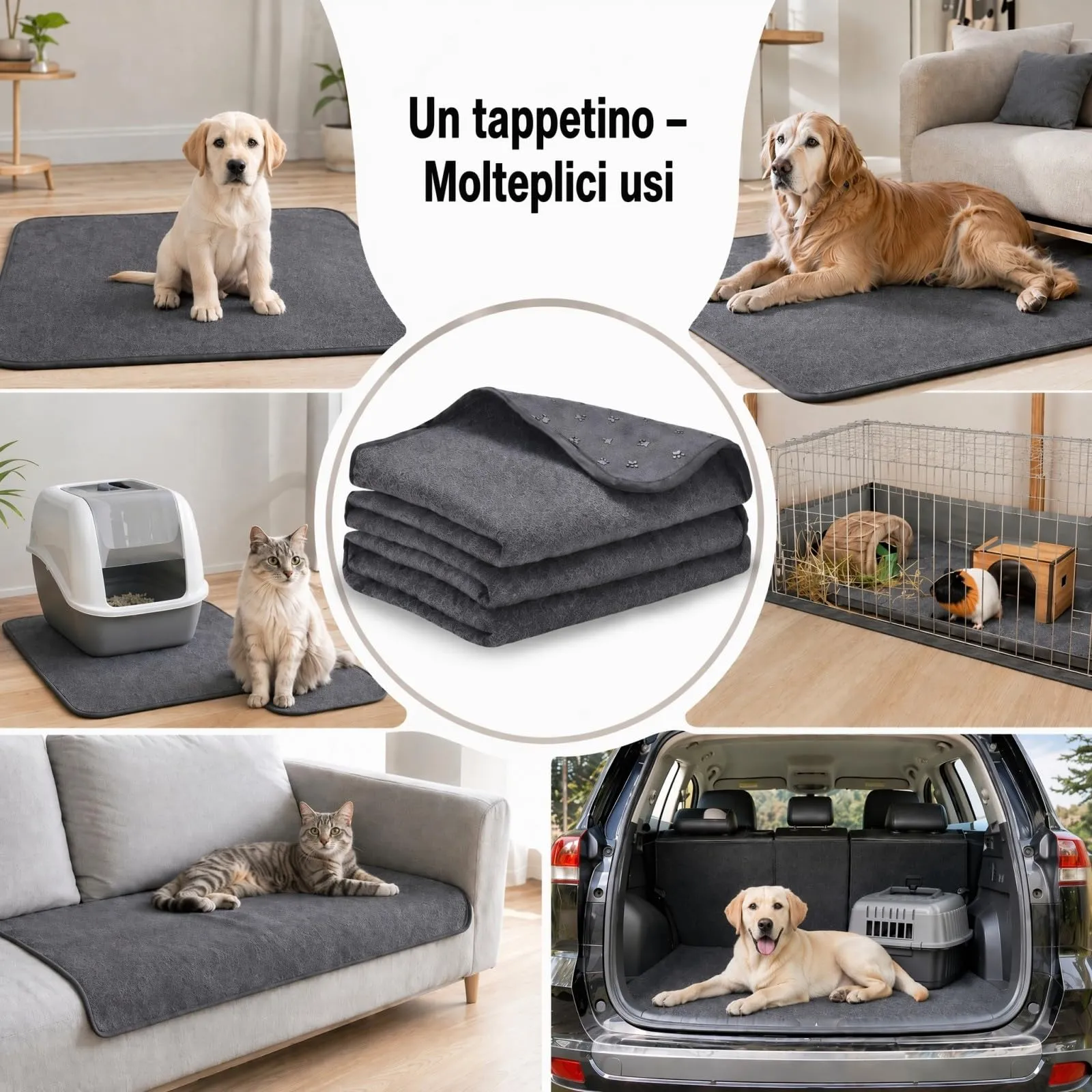 Mulyenwa Traversine Cani Lavabili e Riutilizzabili, Tappetini Assorbenti 182x182 cm - immagine 7