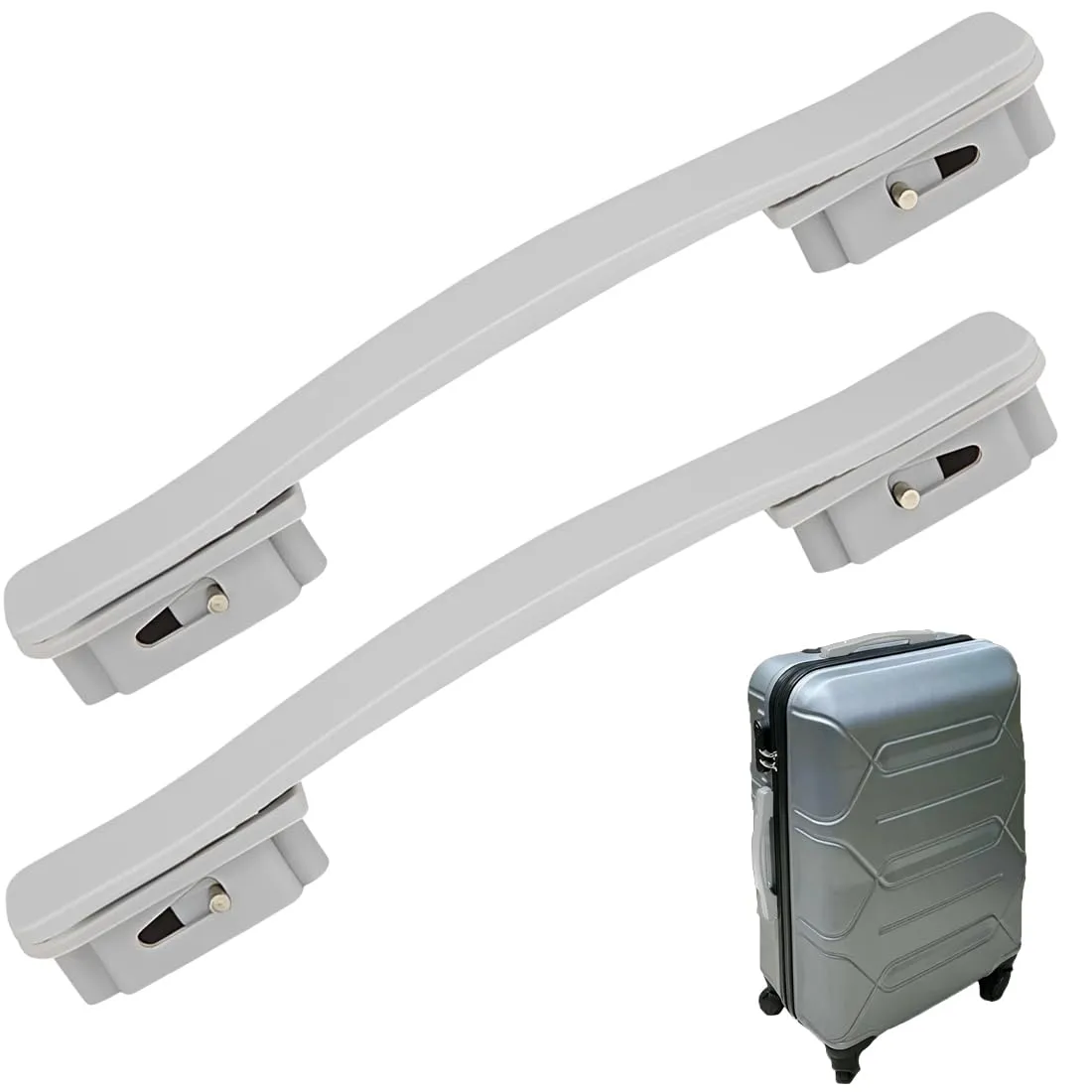 FCPEAG Manici Sostituzione Valigia in PVC Antiscivolo, Grigio Chiaro, 2 Pezzi, 21,3cm (Interasse 10,5cm e 19cm) - immagine 1