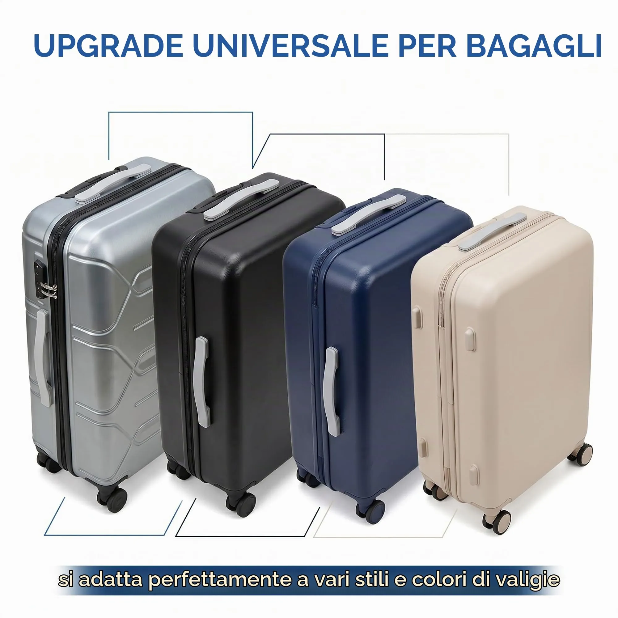 FCPEAG Manici Sostituzione Valigia in PVC Antiscivolo, Grigio Chiaro, 2 Pezzi, 21,3cm (Interasse 10,5cm e 19cm) - immagine 5