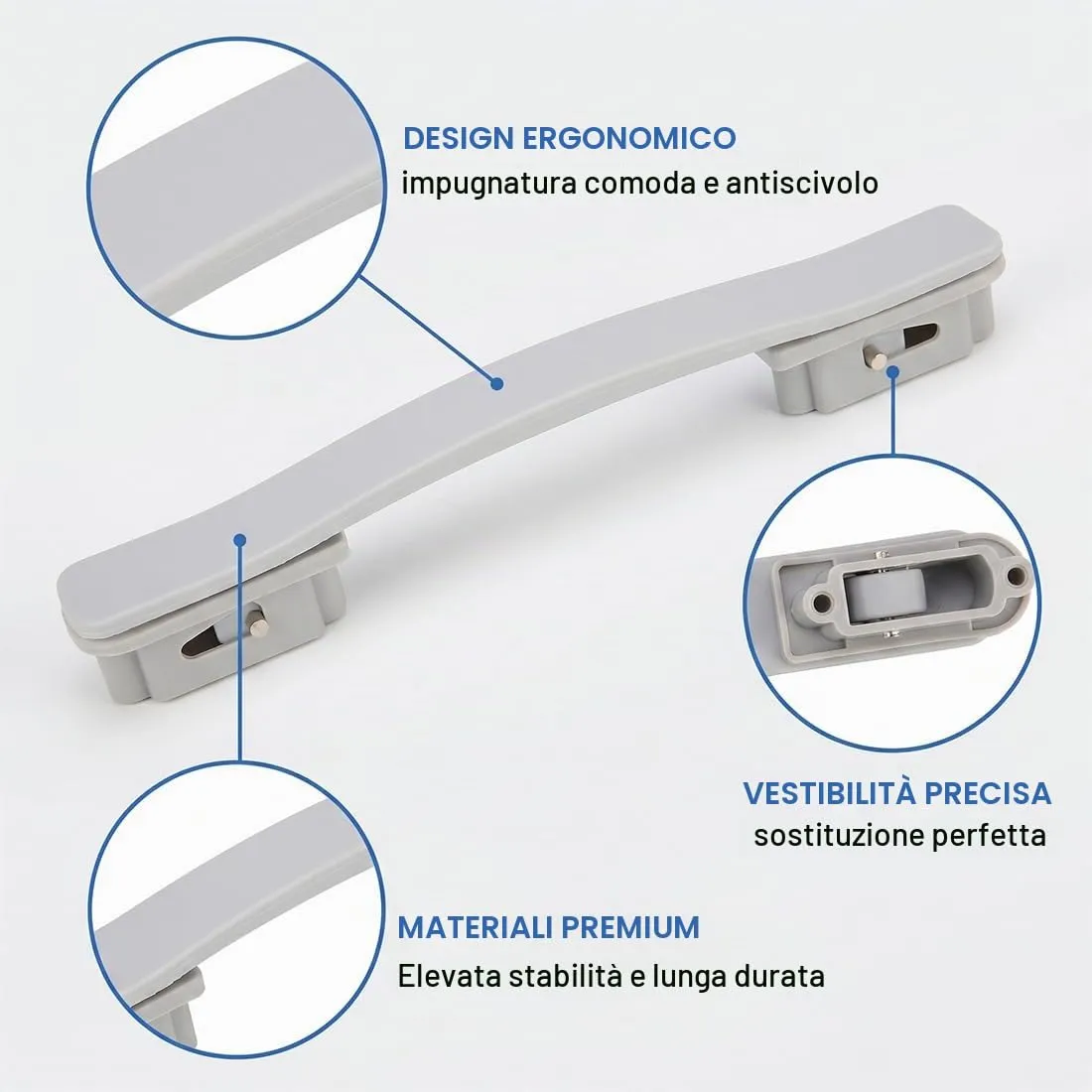 FCPEAG Manici Sostituzione Valigia in PVC Antiscivolo, Grigio Chiaro, 2 Pezzi, 21,3cm (Interasse 10,5cm e 19cm) - immagine 7