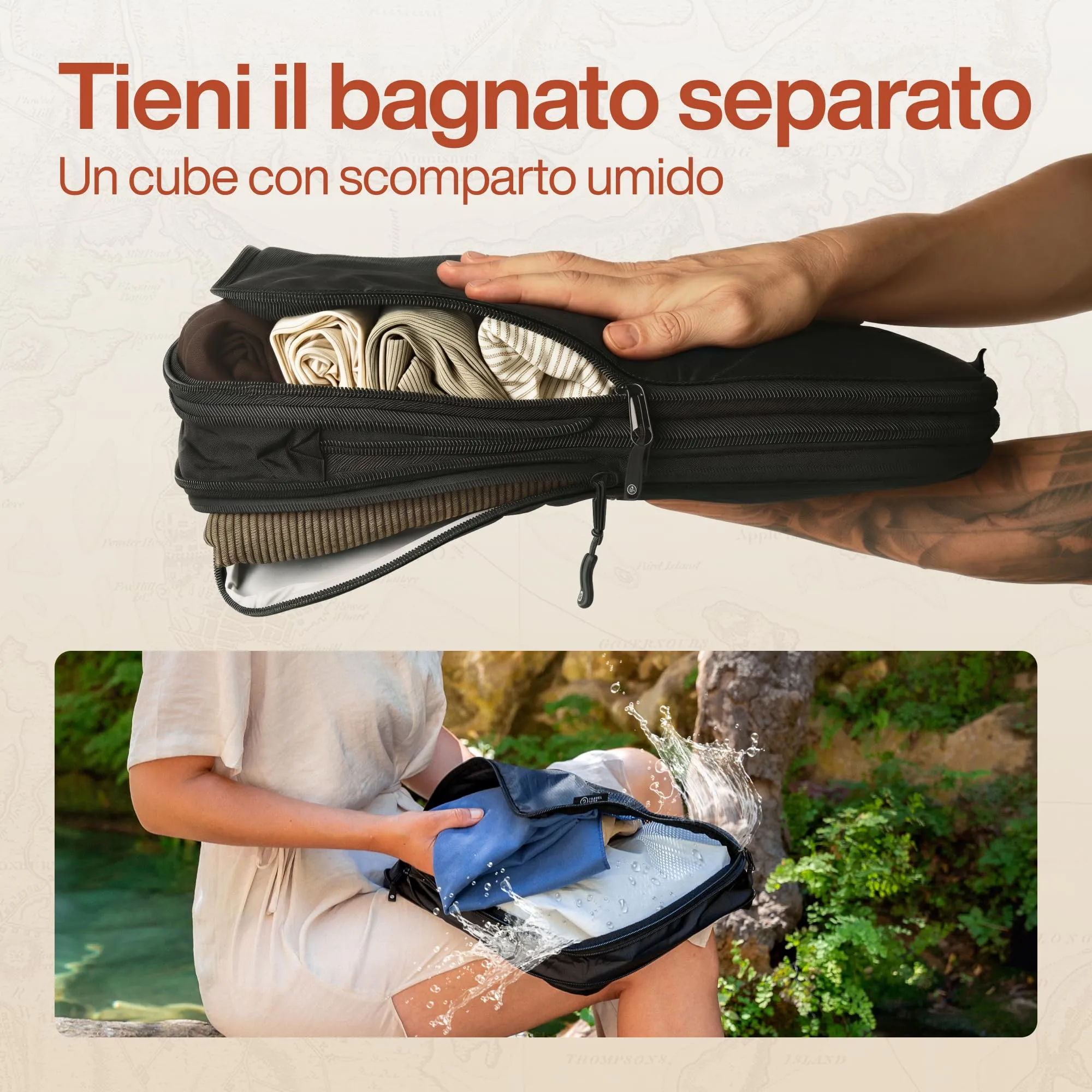 Travel Dude Packing Cubes con Compressione, Set di 7, Nero - immagine 4
