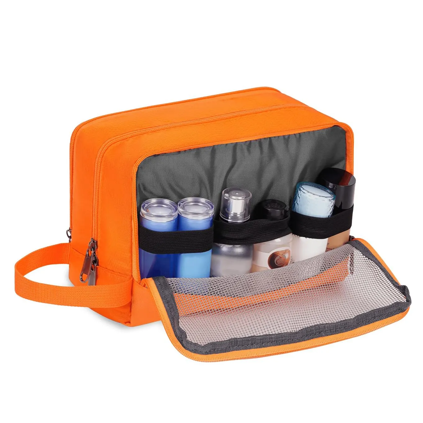 WANDF Beauty Bag Cosmetic and Toiletry Bag for Men & Women, A-Pure Orange - immagine 3