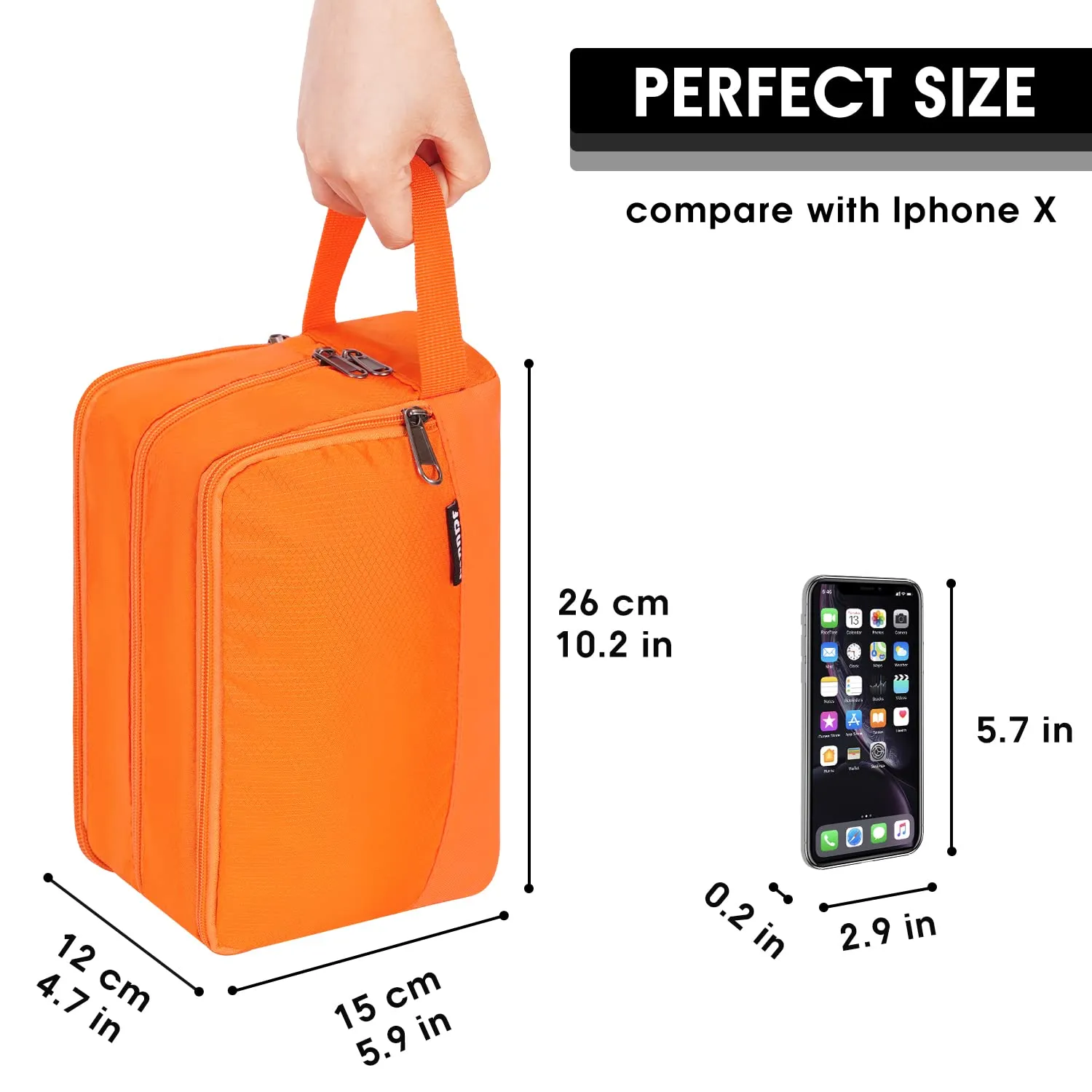 WANDF Beauty Bag Cosmetic and Toiletry Bag for Men & Women, A-Pure Orange - immagine 5