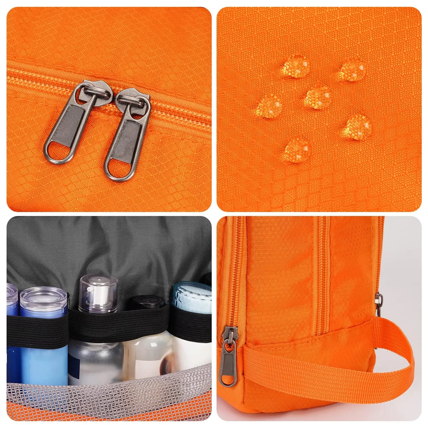 WANDF Beauty Bag Cosmetic and Toiletry Bag for Men & Women, A-Pure Orange - immagine 7
