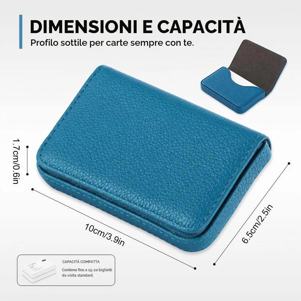 HMCEY Portabiglietti da Visita in Pelle PU, Blu - immagine 2