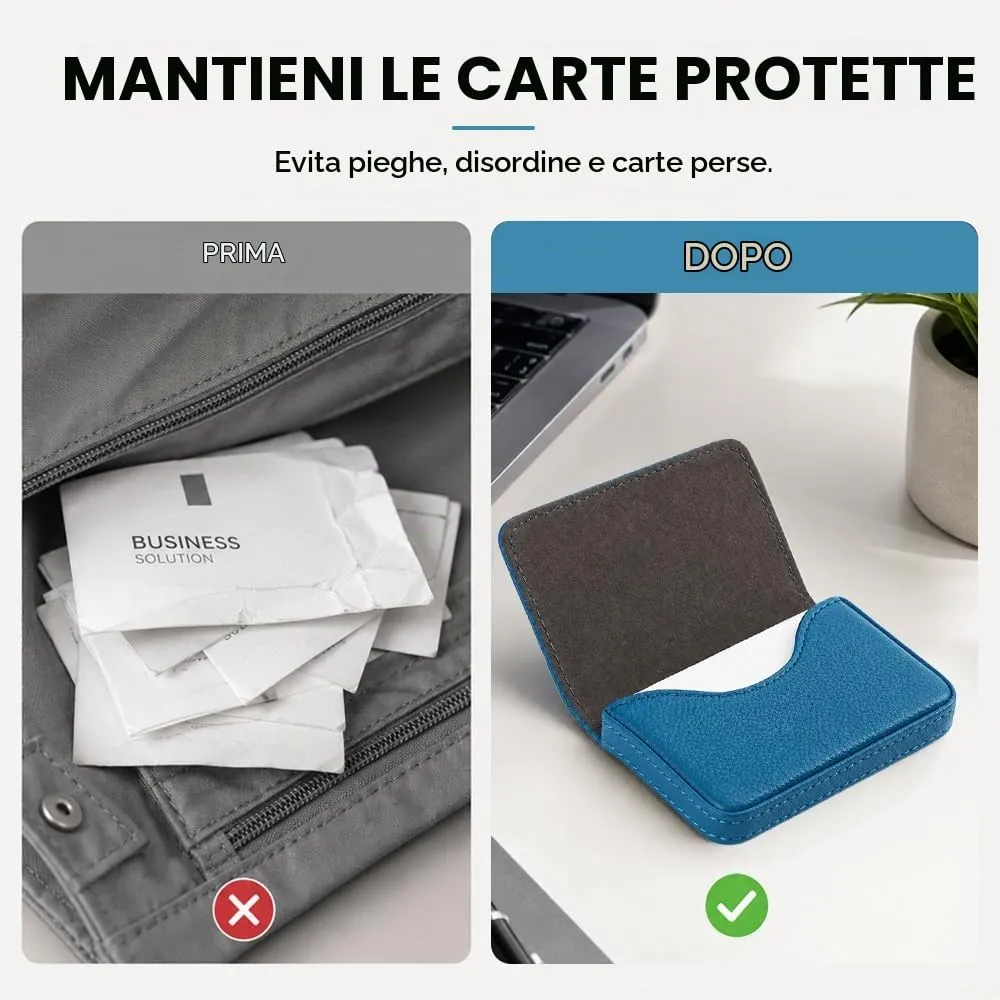 HMCEY Portabiglietti da Visita in Pelle PU, Blu - immagine 4