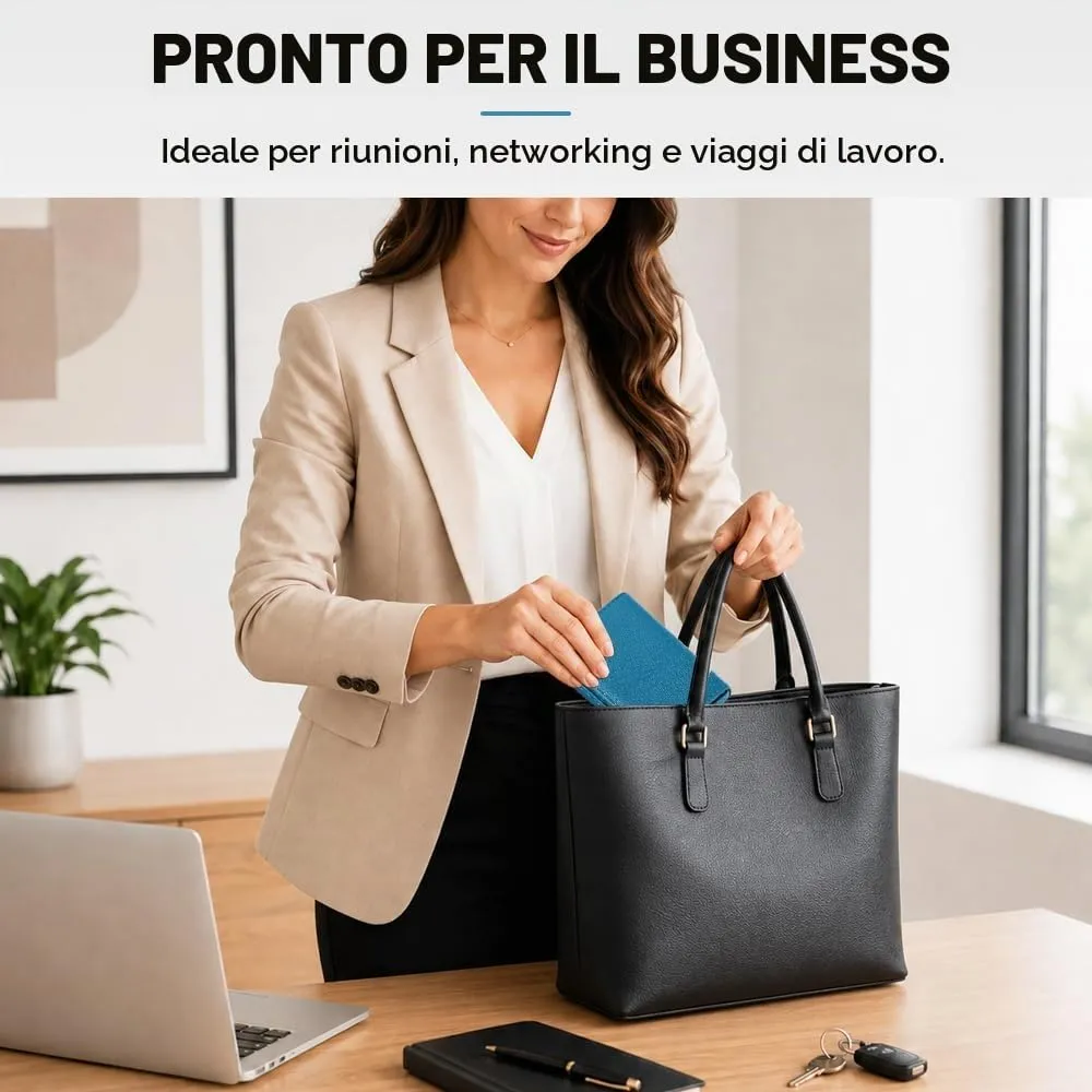 HMCEY Portabiglietti da Visita in Pelle PU, Blu - immagine 5