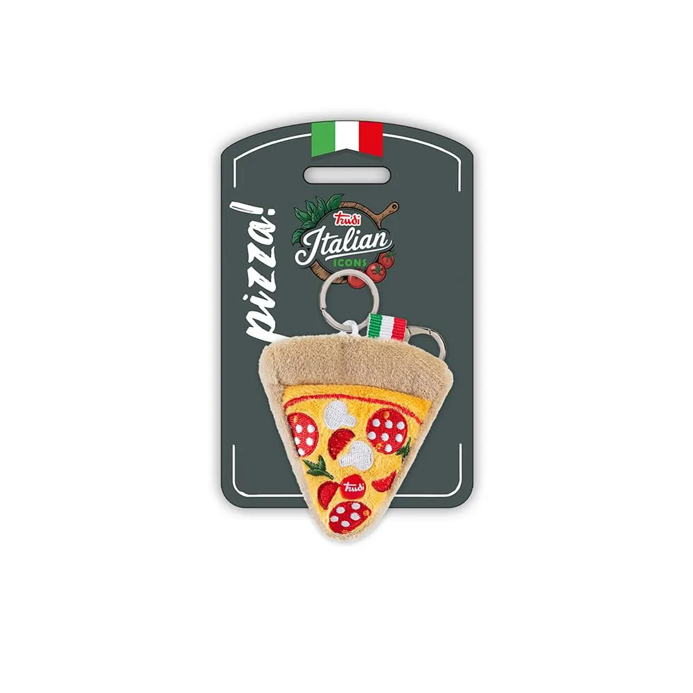 Trudi Peluche Portachiavi Italian Icons Pizza Trancio, 7,5x14x2 cm - immagine 4