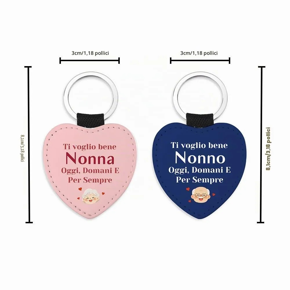 Portachiavi a Cuore in Similpelle per Nonni con Scatola Regalo - immagine 2